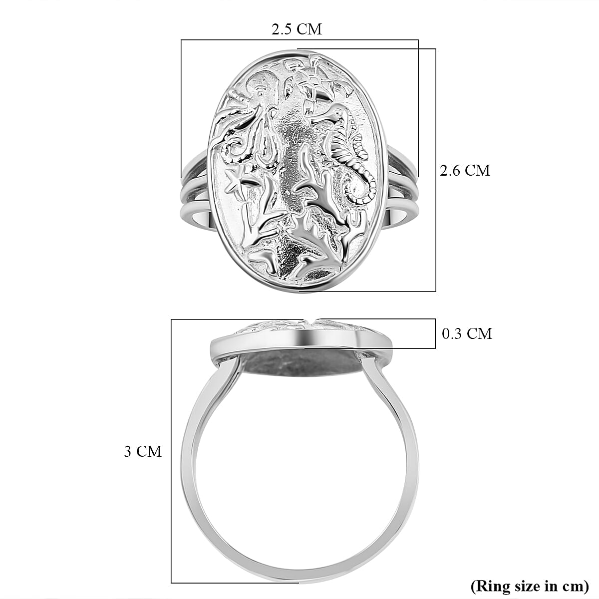 Royal Bali Collection - Sterling Silver Sea Safari Ring, Silver Wt. 8.46 Gms