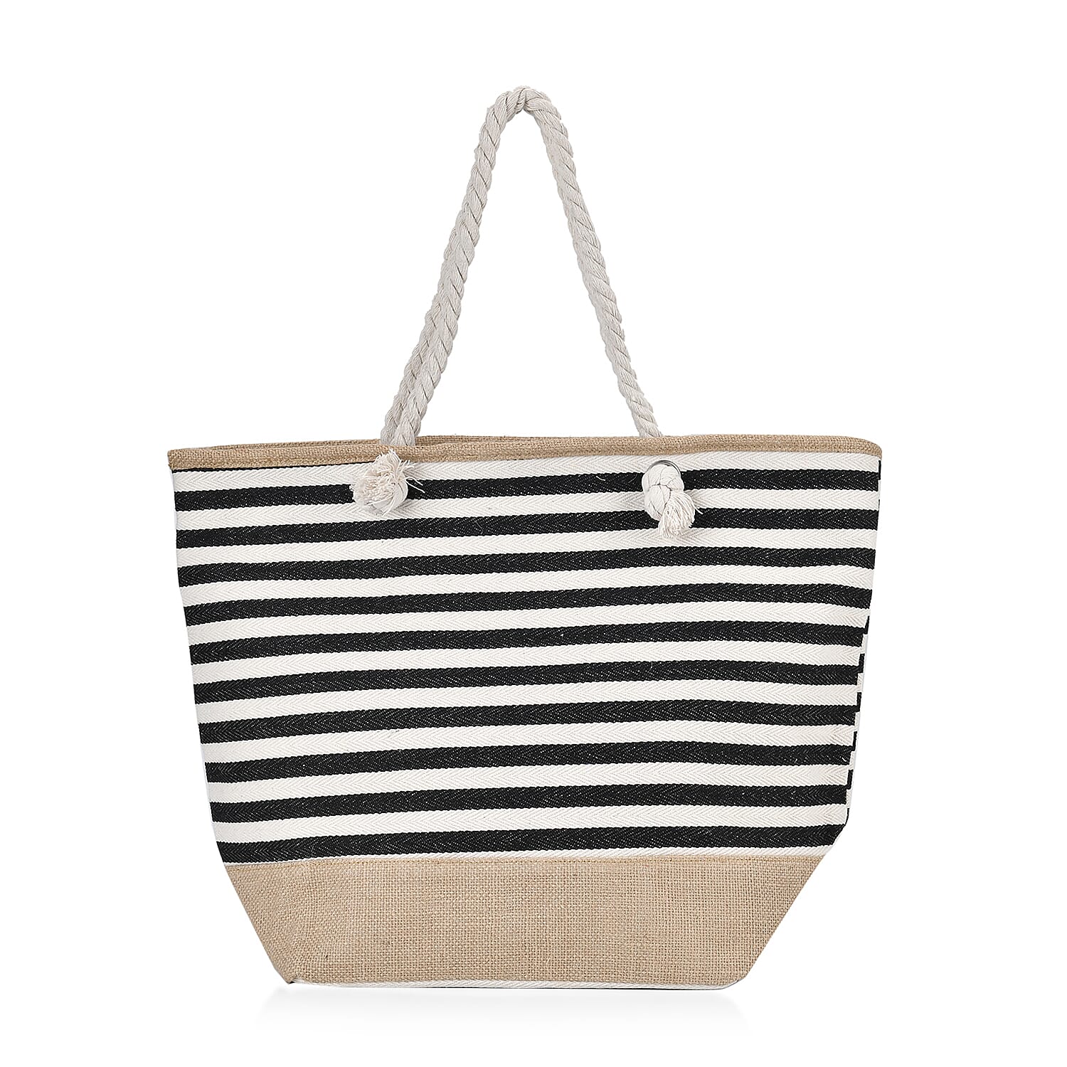 Multi-Purpose Striped Stylish Tote Bag - Black & White