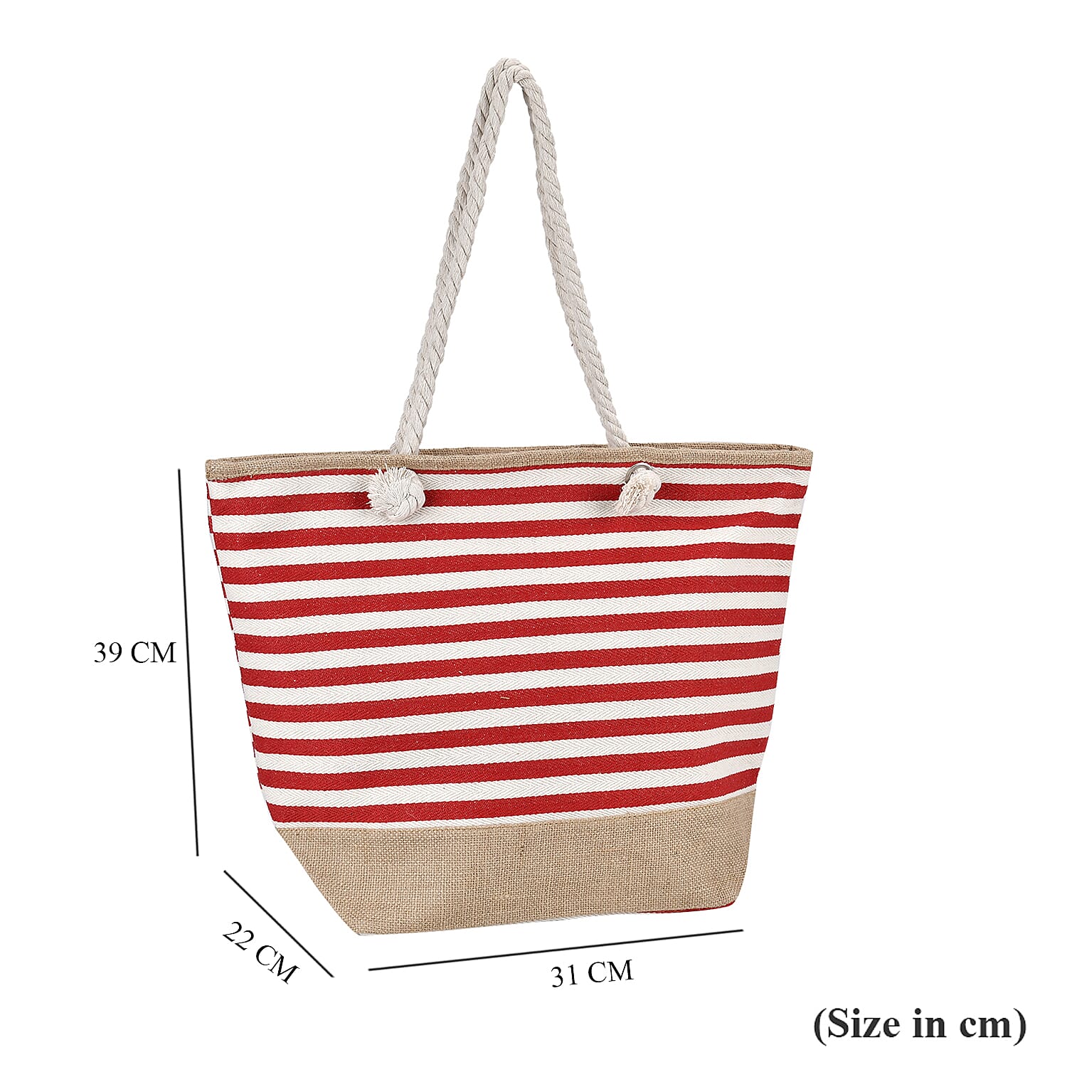 Multi-Purpose Striped Stylish Tote Bag - Red & White