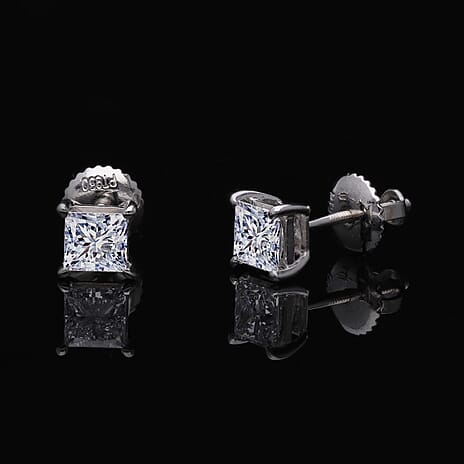 Luxuriant Diamond 950 Platinum SGL Certified (VS-G-H) Lab Grown Diamond Solitaire Earrings with Screw Back 1.00 Ct.