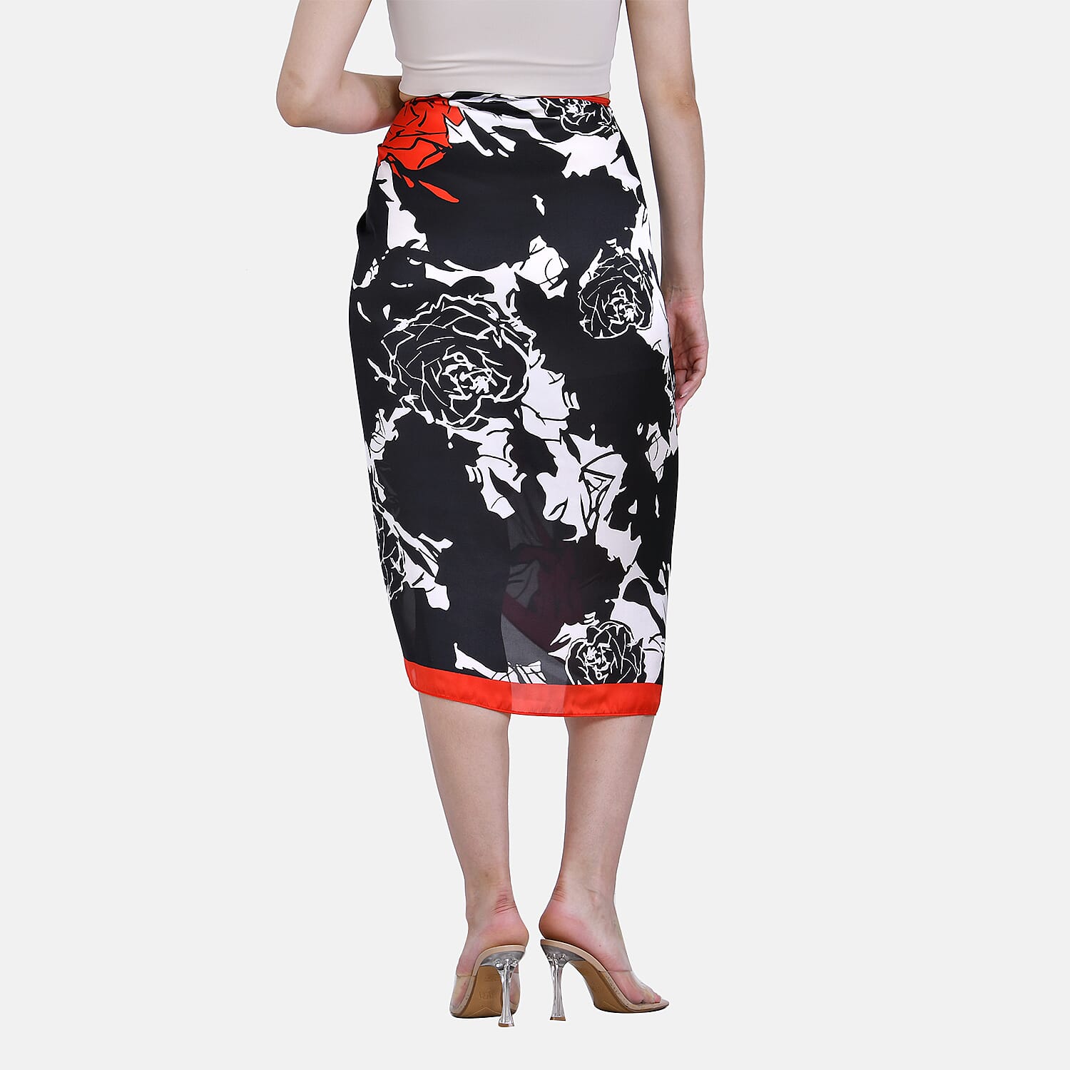 Closeout Deal Rose Pattern Long Scarf (Size 180x80 cm) - Red