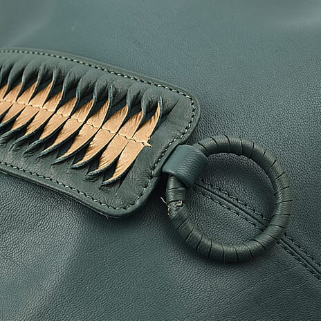 Designer inspired 100% Genuine Leather Slouch Bag - Turquoise