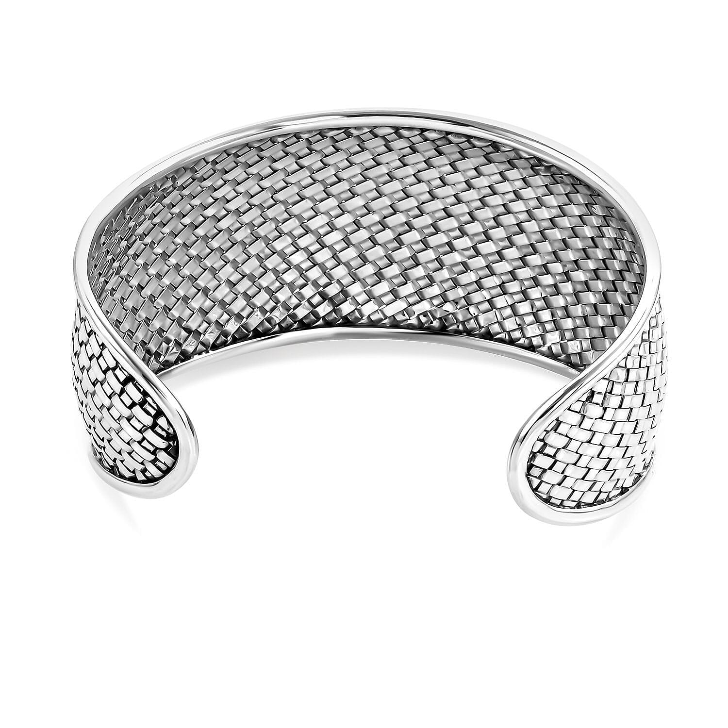 Royal Bali Collection - Sterling Silver Woven Wire Cuff Bangle (Size 7.5), Silver Wt. 34.16 Gms