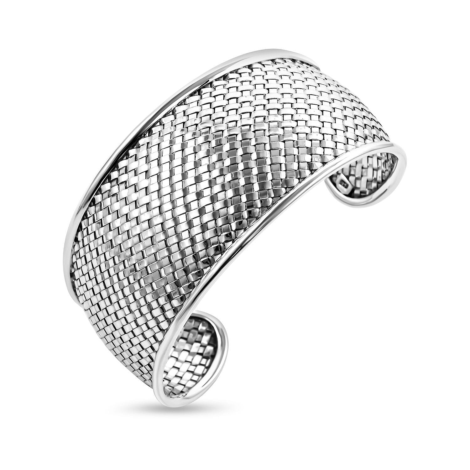 Royal Bali Collection - Sterling Silver Woven Wire Cuff Bangle (Size 7.5), Silver Wt. 34.16 Gms