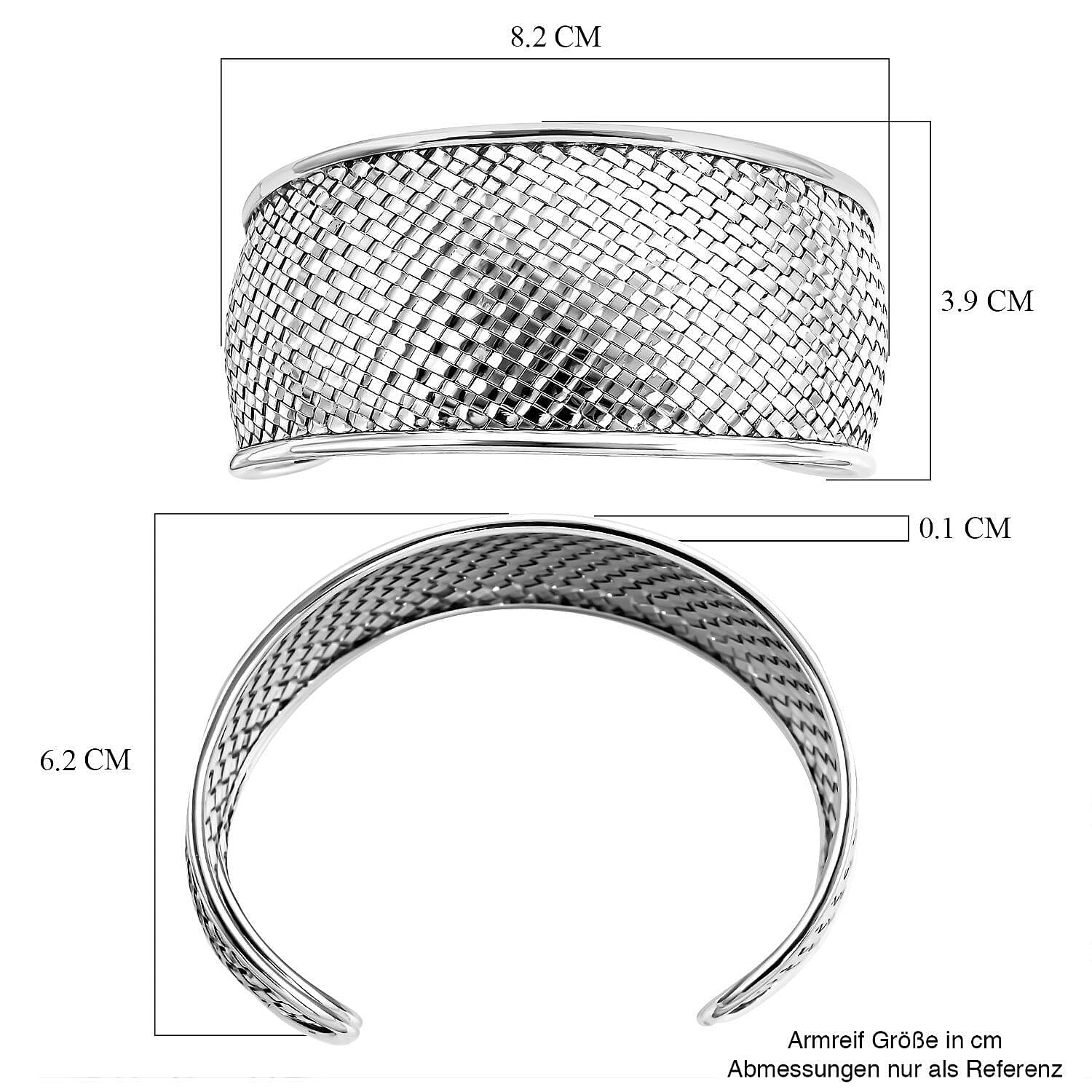 Royal Bali Collection - Sterling Silver Woven Wire Cuff Bangle (Size 7.5), Silver Wt. 34.16 Gms