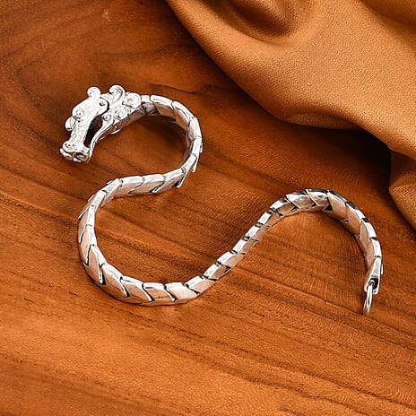 Royal Bali Collection Sterling Silver Dragon Bracelet (Size - 8), Silver Wt. 42.19 Gms.