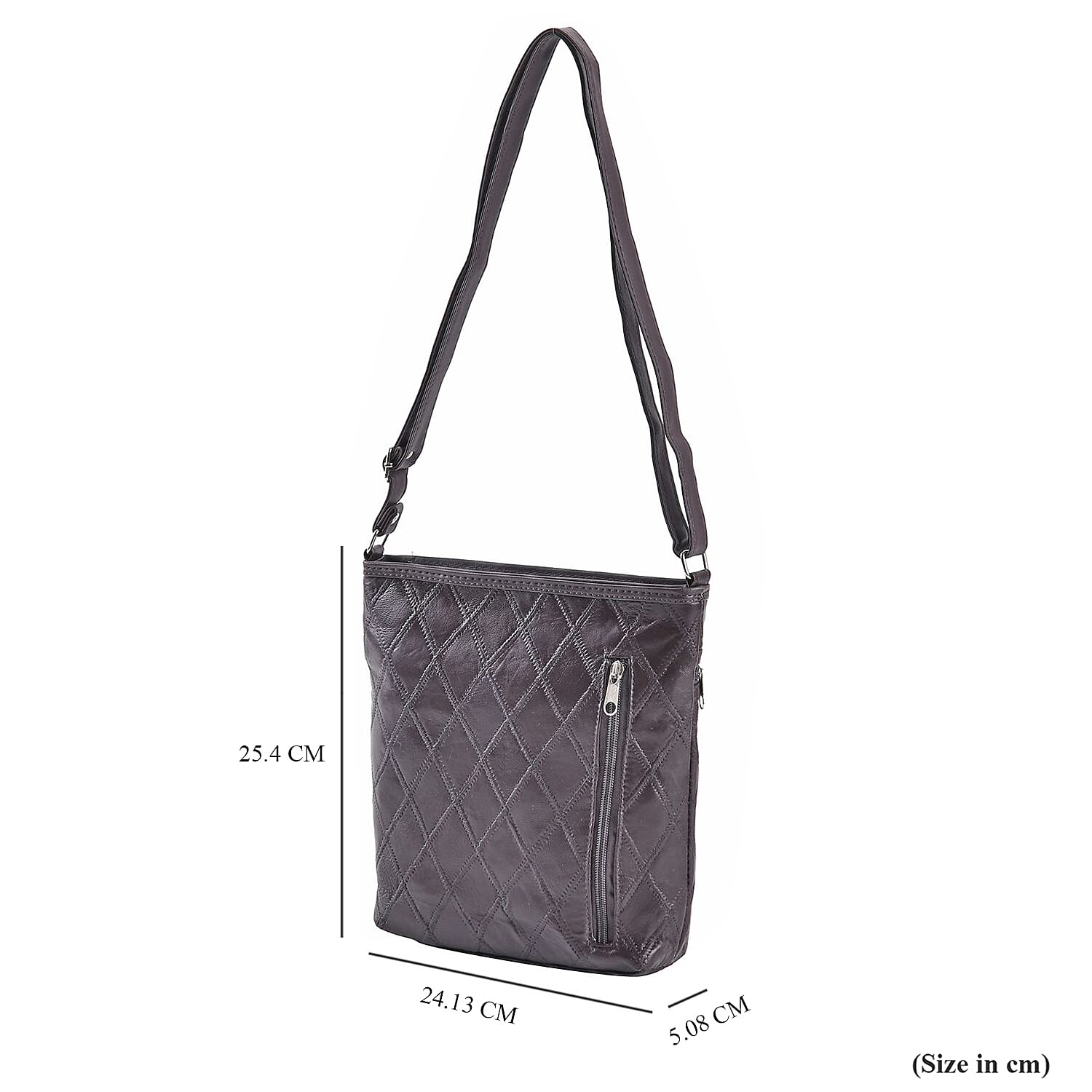 Sheepskin Leather Solid Shoulder Bag (Size 25x24x5 cm) - Brown & Black