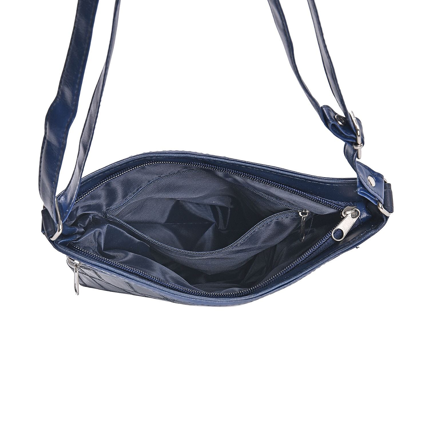 Sheepskin Leather Solid Shoulder Bag (Size 25x24x5 cm) - Blue & Black