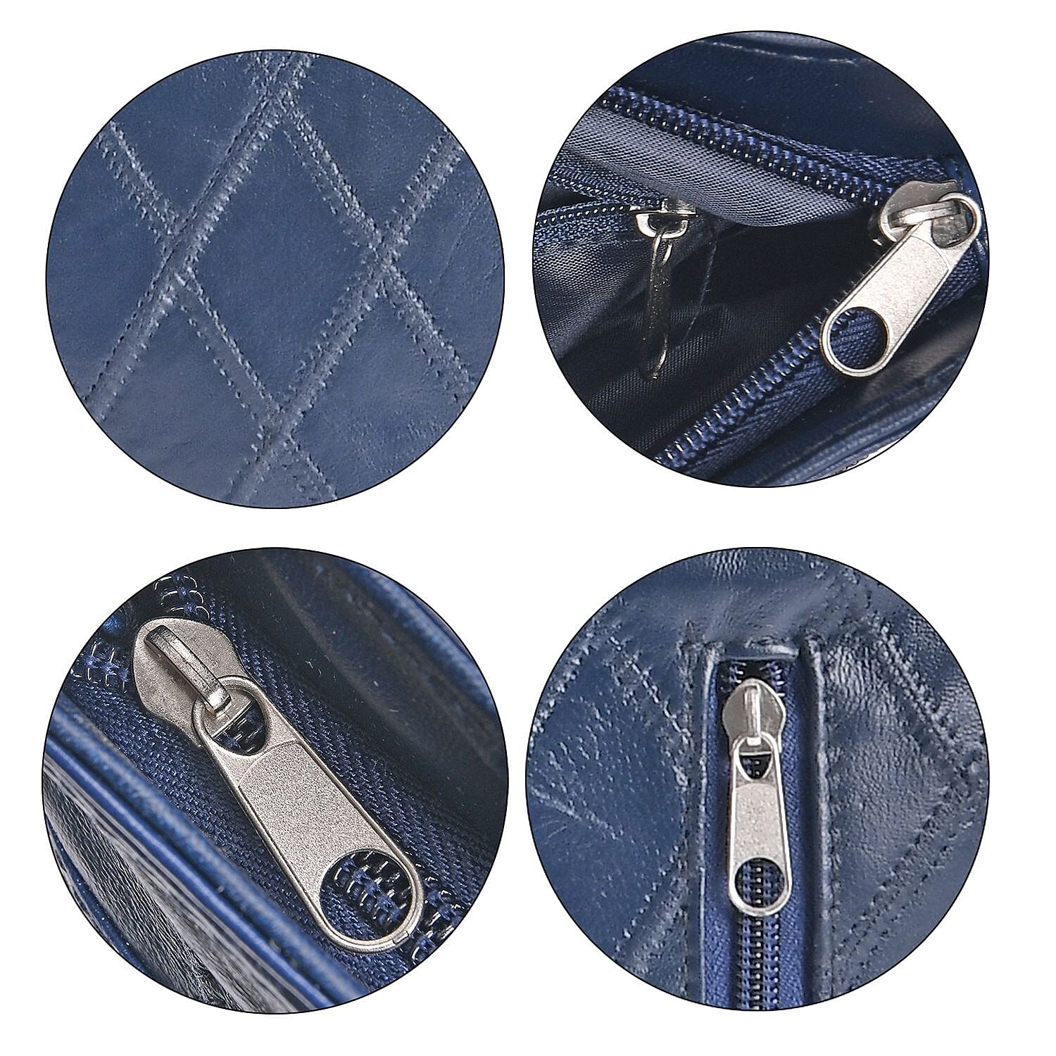 Sheepskin Leather Solid Shoulder Bag (Size 25x24x5 cm) - Blue & Black