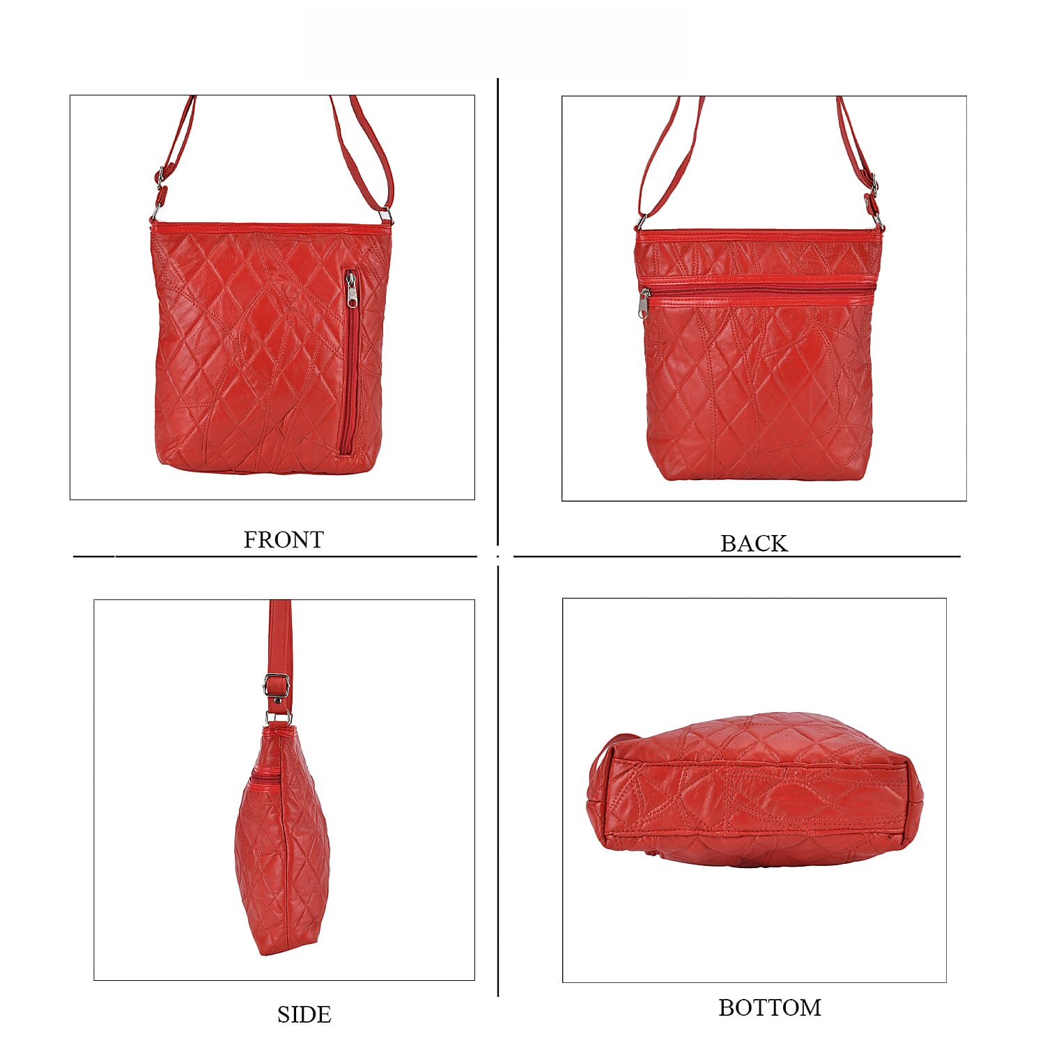 Sheepskin Leather Solid Shoulder Bag (Size 25x24x5 cm) - Red & Black