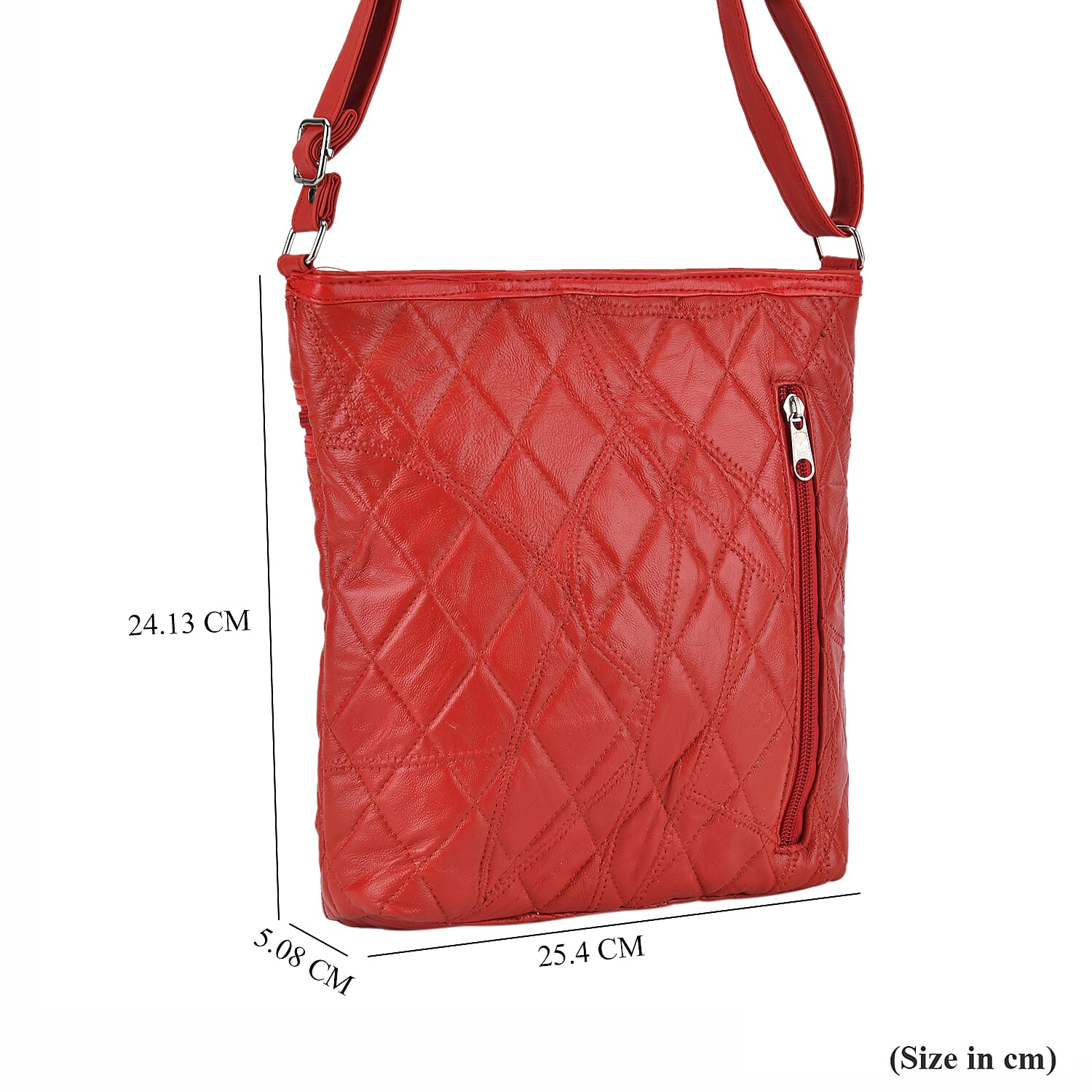 Sheepskin Leather Solid Shoulder Bag (Size 25x24x5 cm) - Red & Black