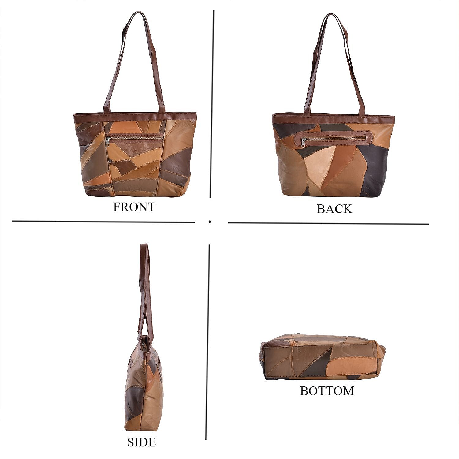 Patchwork Genuine Leather Shoulder Bag