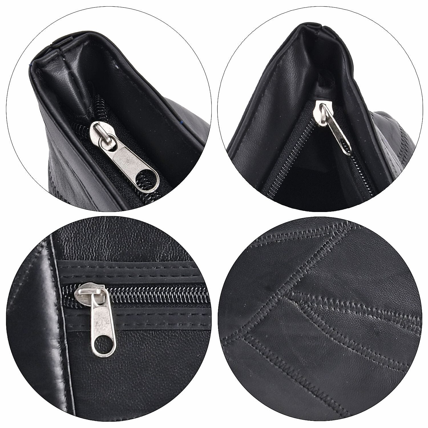 Sheepskin Leather Patterned Shoulder Bag (Size 37x25x9 cm) - Black & Multicolor