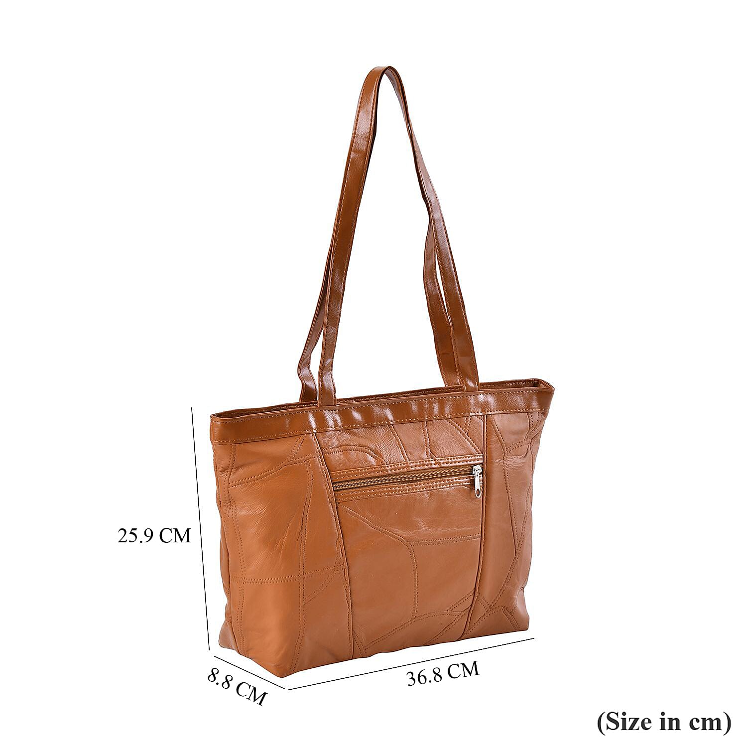 100% Genuine Leather Shoulder Bag (Size 37x25x9 cm) - Tan