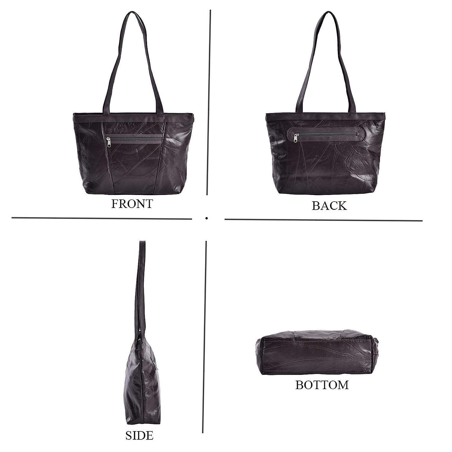 100% Genuine Leather Shoulder Bag - Brown