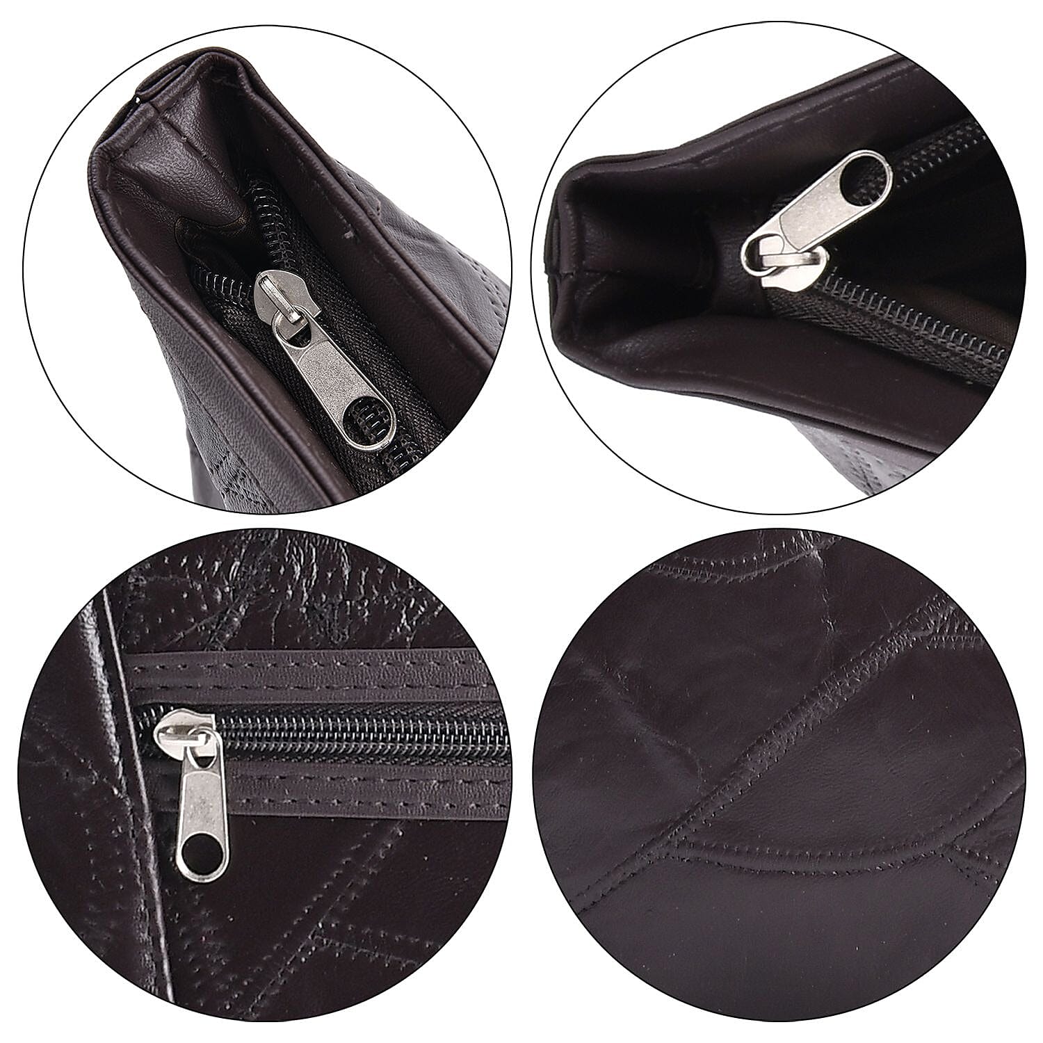 100% Genuine Leather Shoulder Bag - Brown