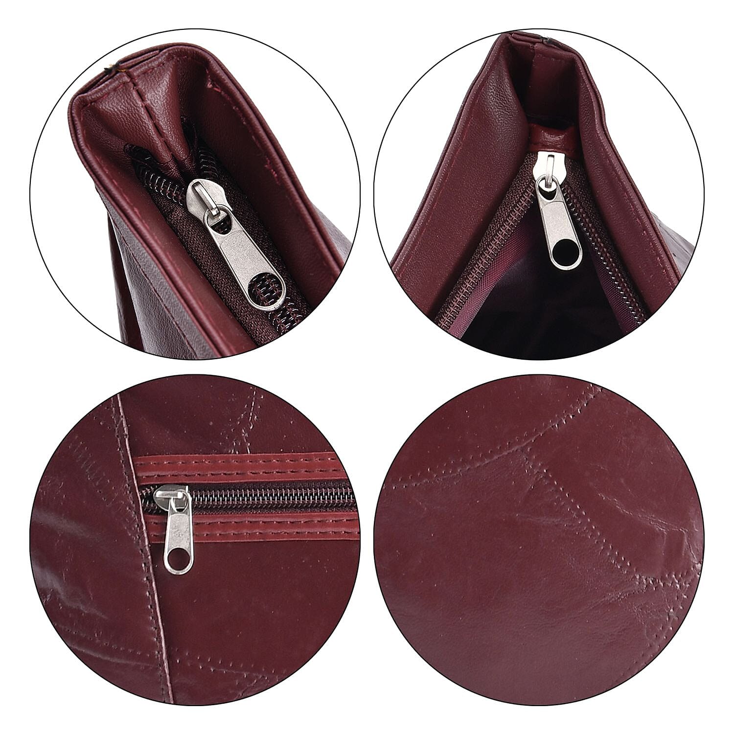 100% Genuine Leather Shoulder Bag (Size 37x25x9 cm) - Burgundy
