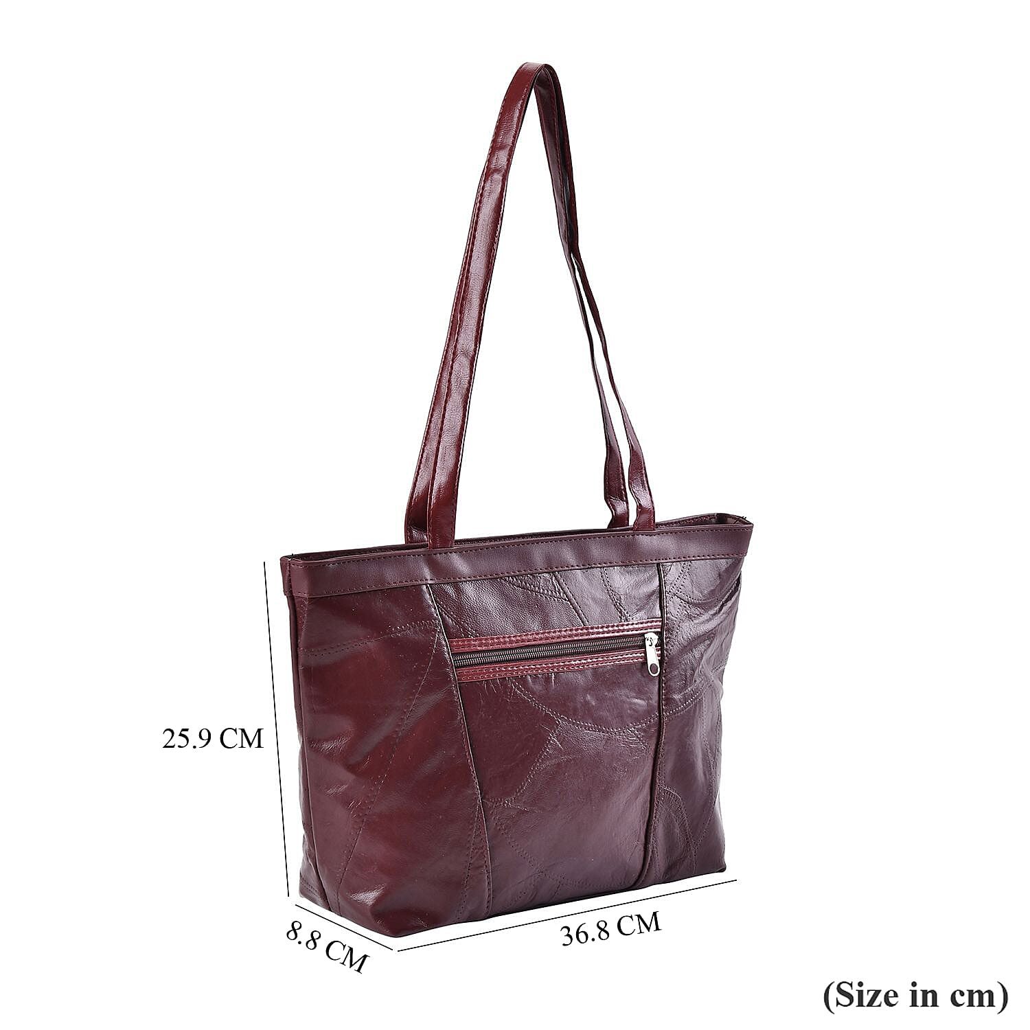 100% Genuine Leather Shoulder Bag (Size 37x25x9 cm) - Burgundy