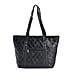  Genuine Leather Patch Work Shoulder Bag - Black