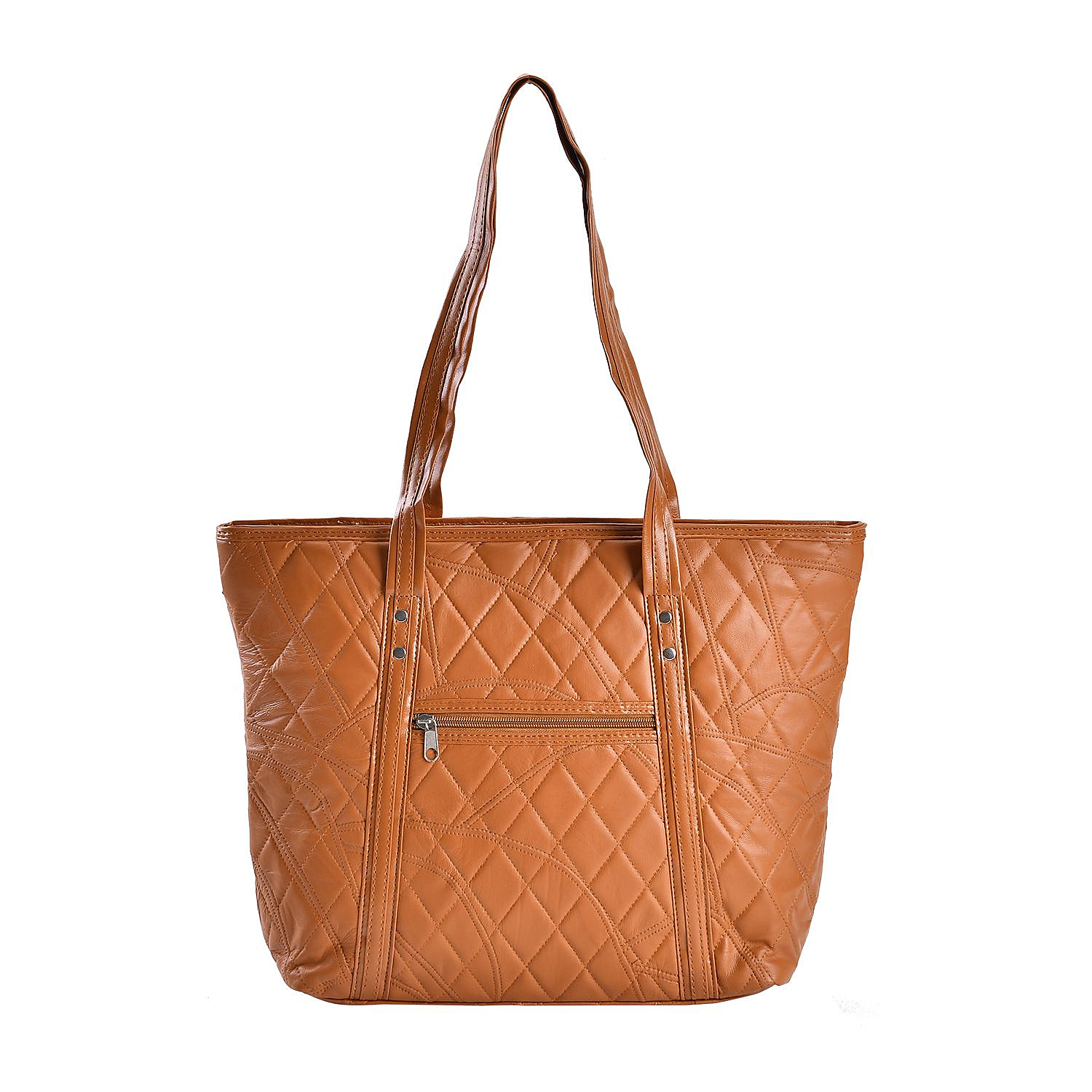 Sheepskin Leather Solid Shoulder Bag (Size 40x30x10 cm) - Tan & Black