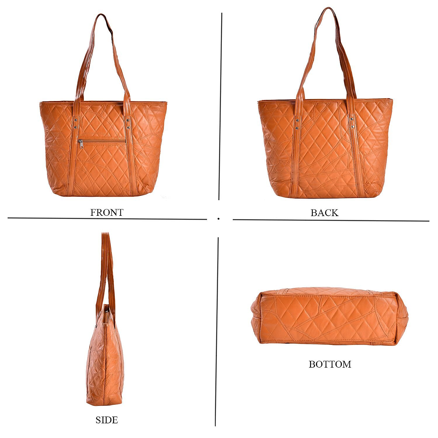 Closeout Deal - Genuine Leather Tote Bag (Size 40x30x10 cm) - Tan