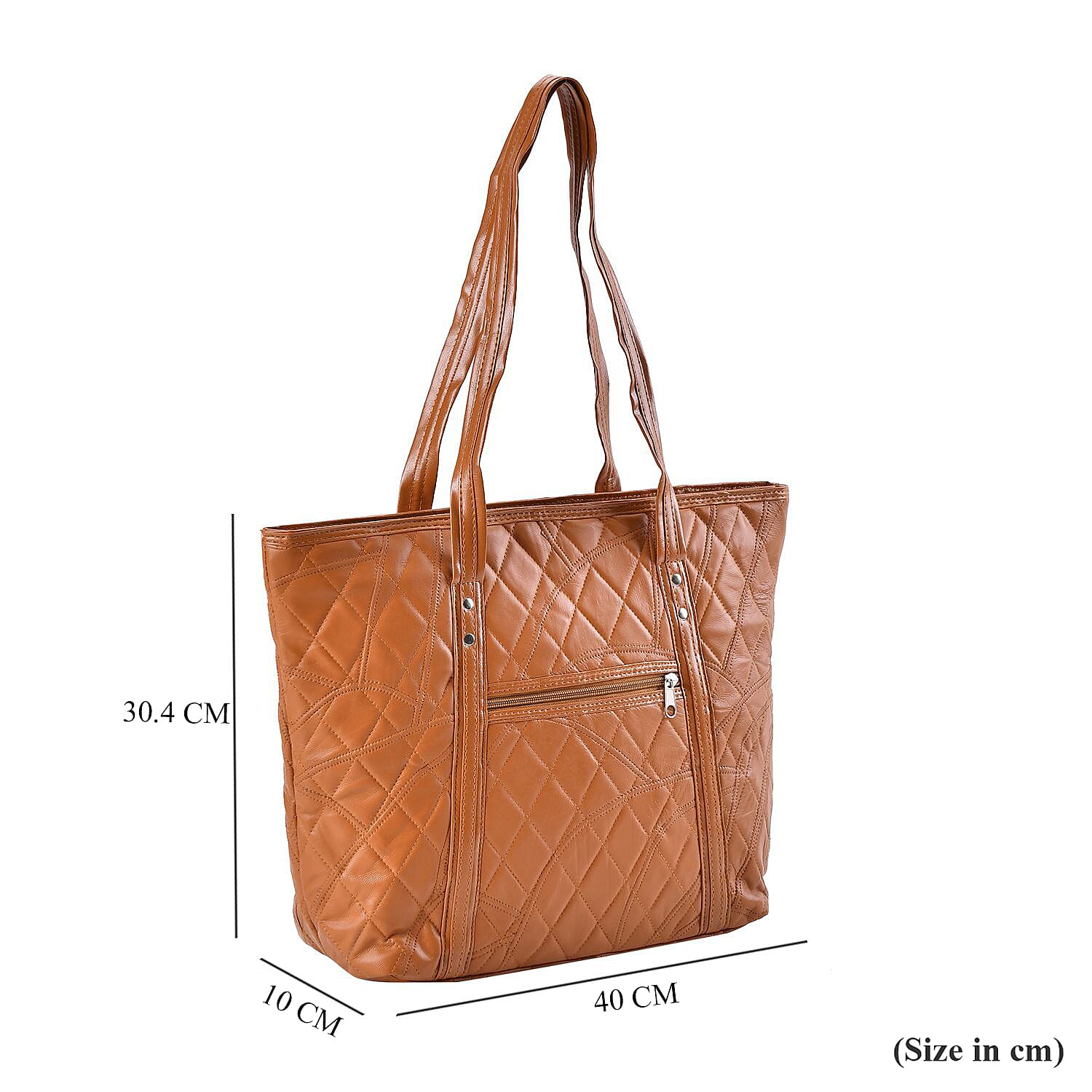 Closeout Deal - Genuine Leather Tote Bag (Size 40x30x10 cm) - Tan