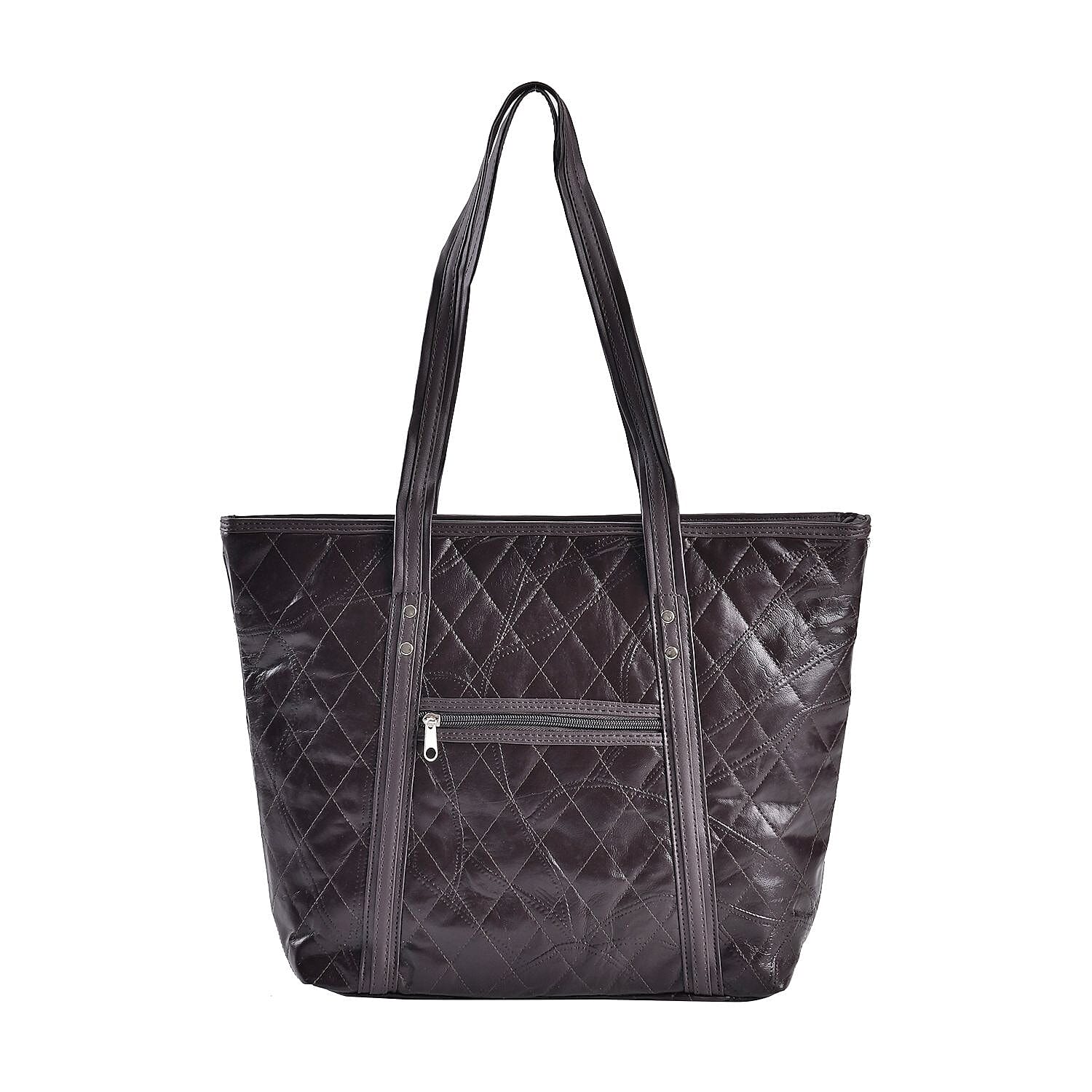 Closeout Deal - Genuine Leather Patchwork Tote Bag - 7748785