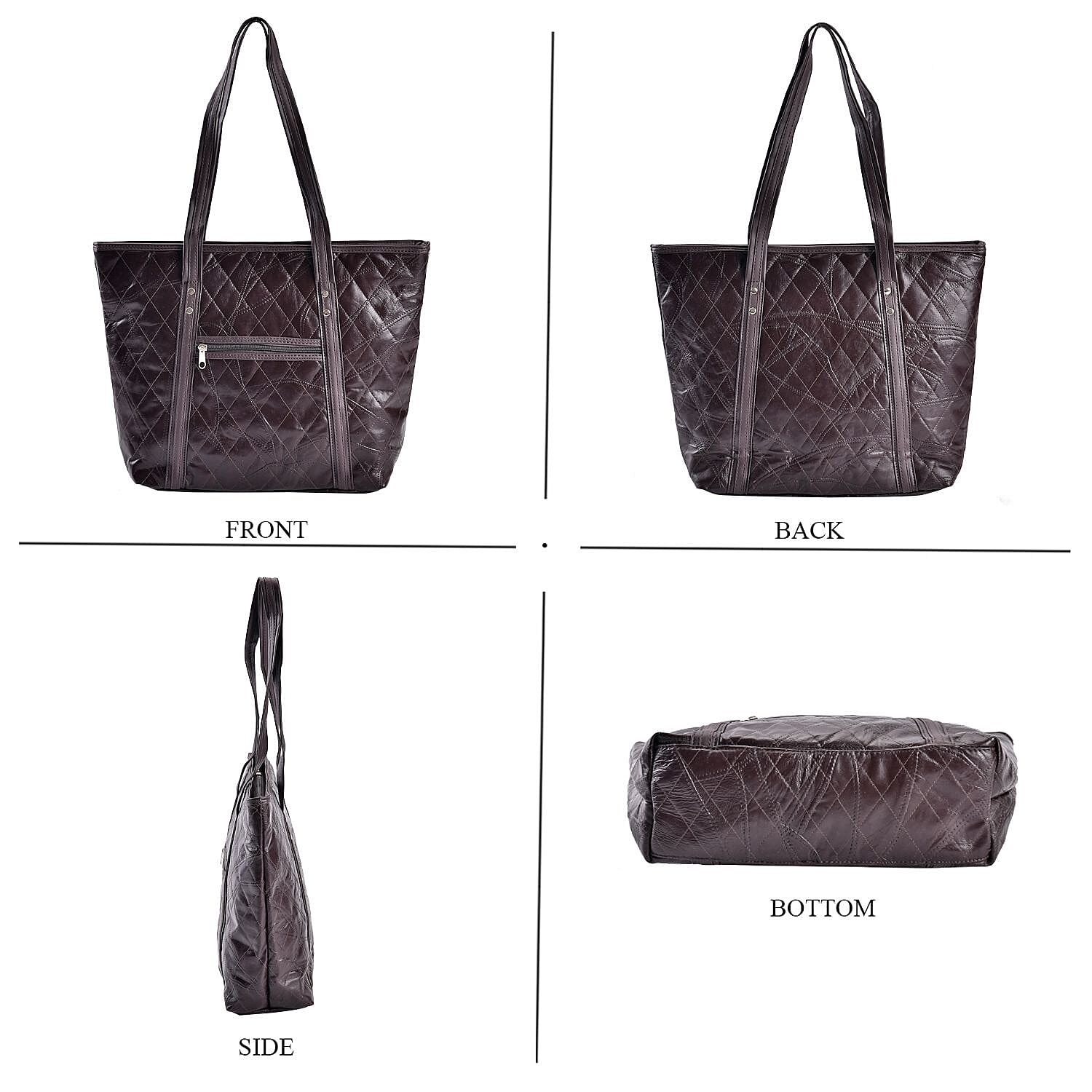 Closeout Deal - Genuine Leather Tote Bag (Size 40x30x10 cm) - Brown