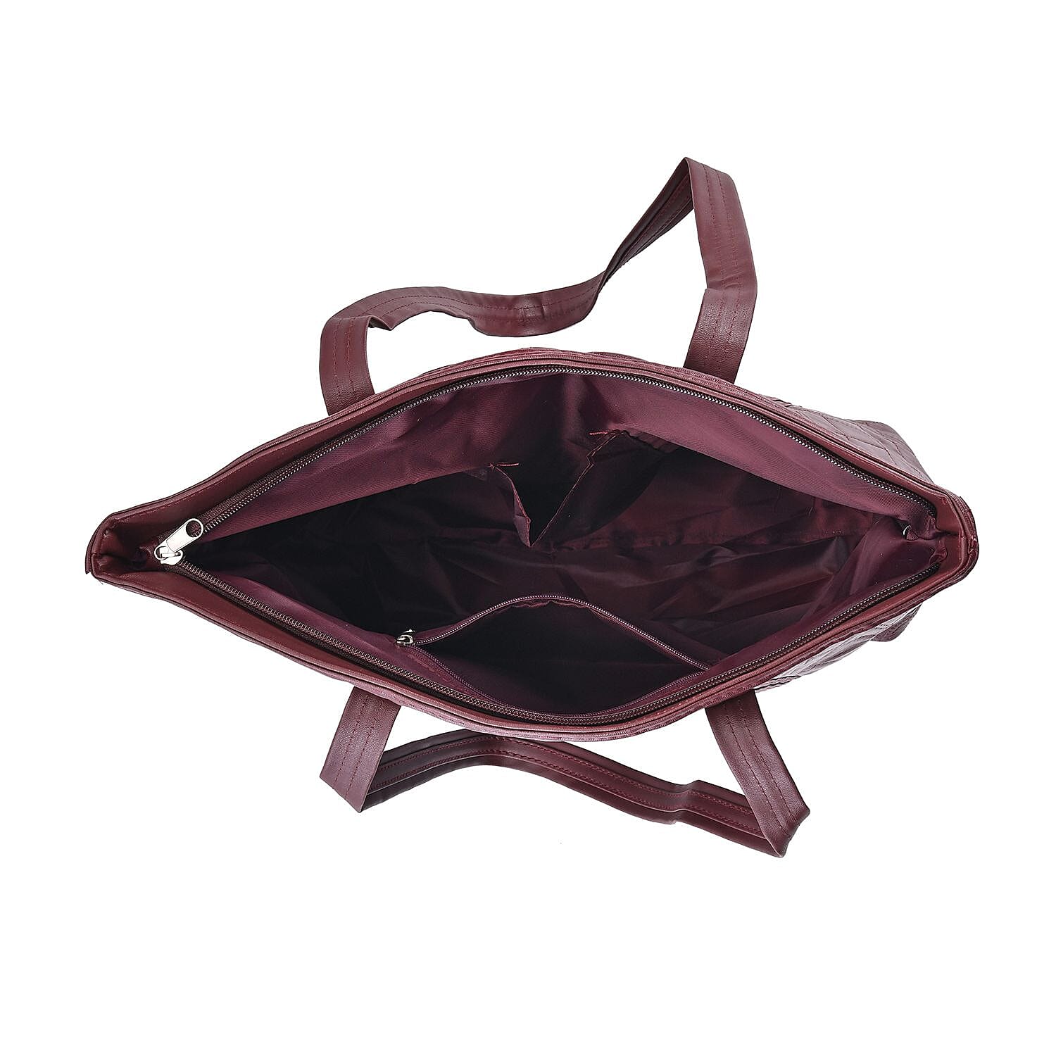 Closeout Deal - Genuine Leather Tote Bag (Size 40x30x10 cm) - Burgundy