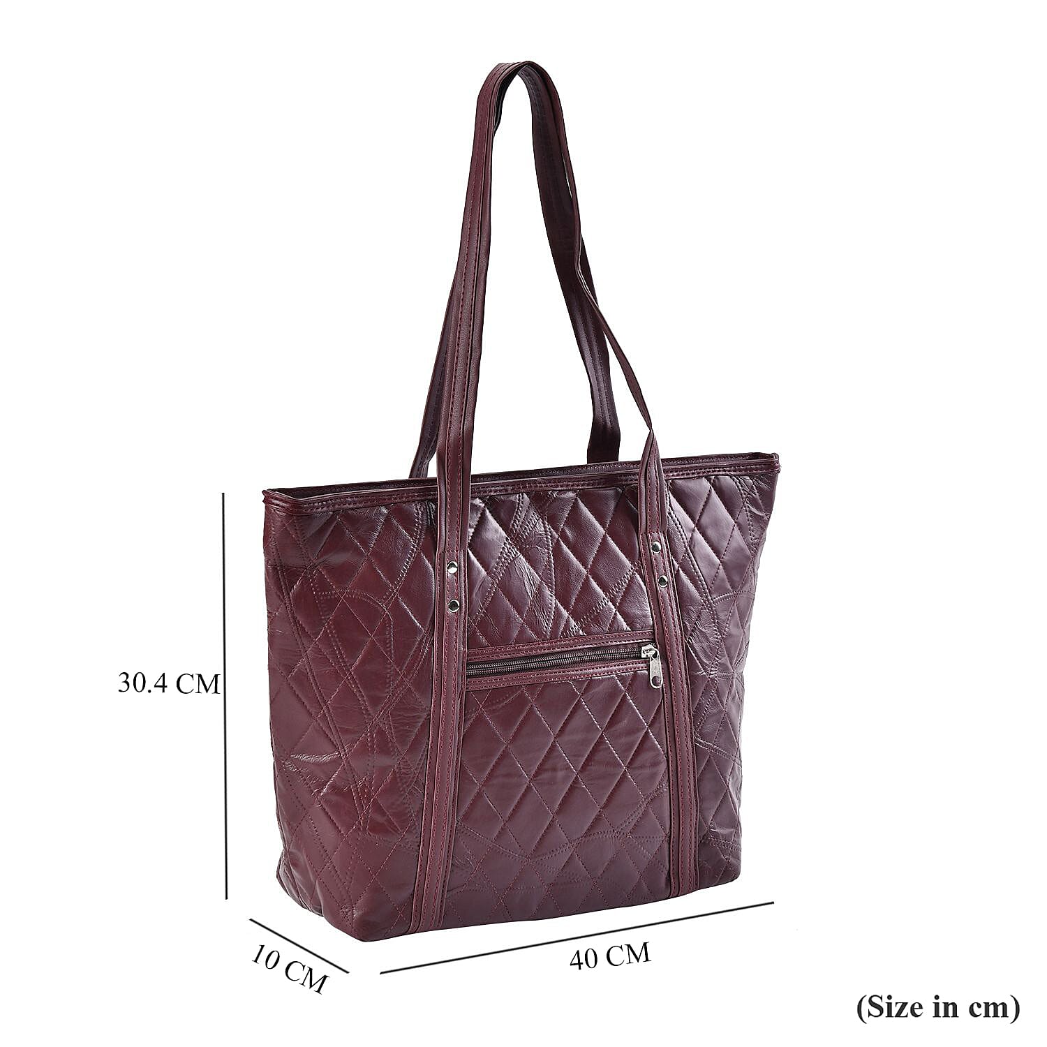 Closeout Deal - Genuine Leather Tote Bag (Size 40x30x10 cm) - Burgundy