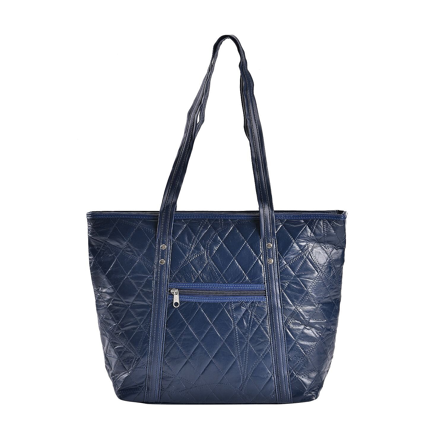 Closeout Deal - Genuine Leather Tote Bag (Size 40x30x10 cm) - Blue