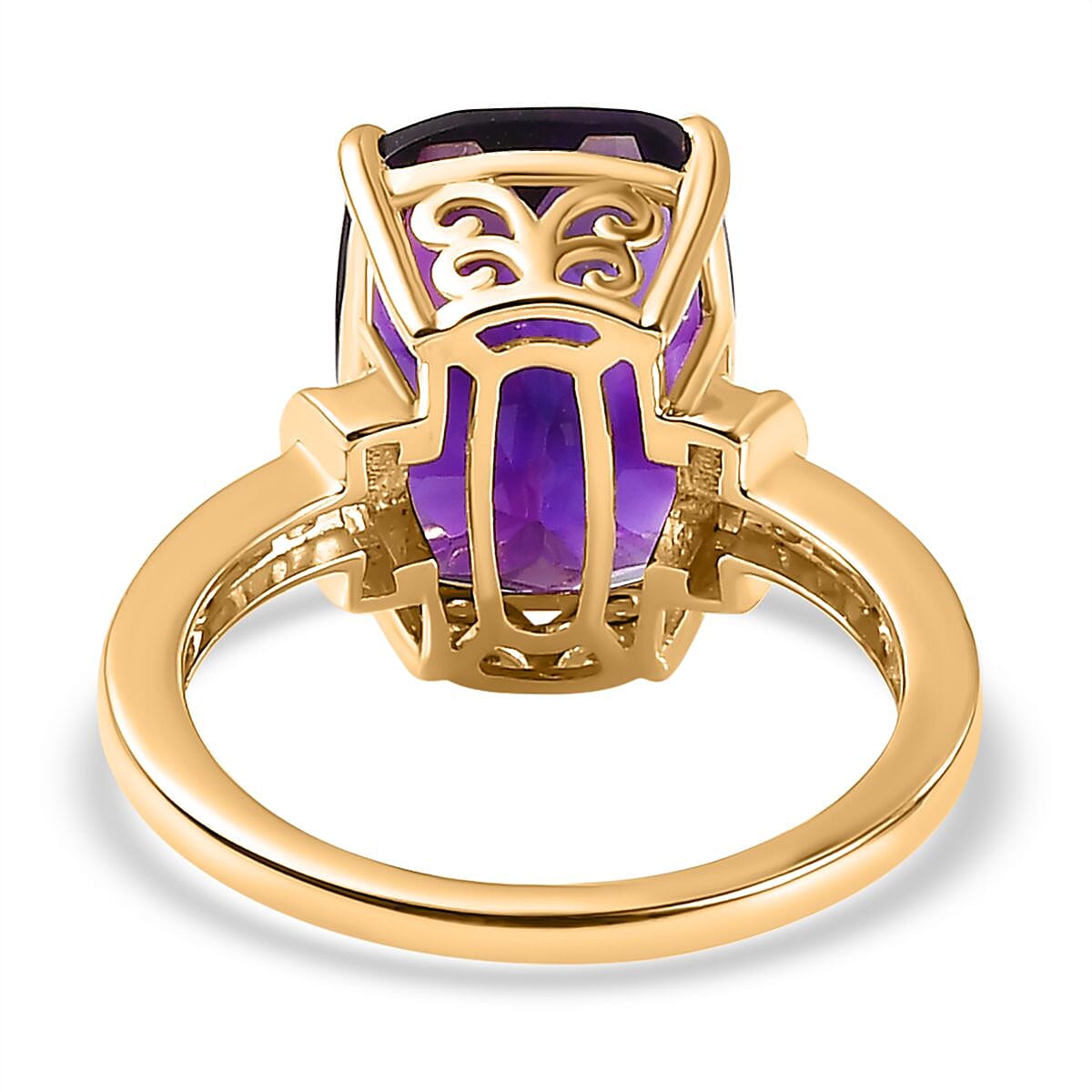 9K Yellow Gold AAA Moroccan Amethyst & Diamond Ring 6.76 Ct 9K Yellow Gold AAA Moroccan Amethyst & Diamond Ring 6.76 Ct