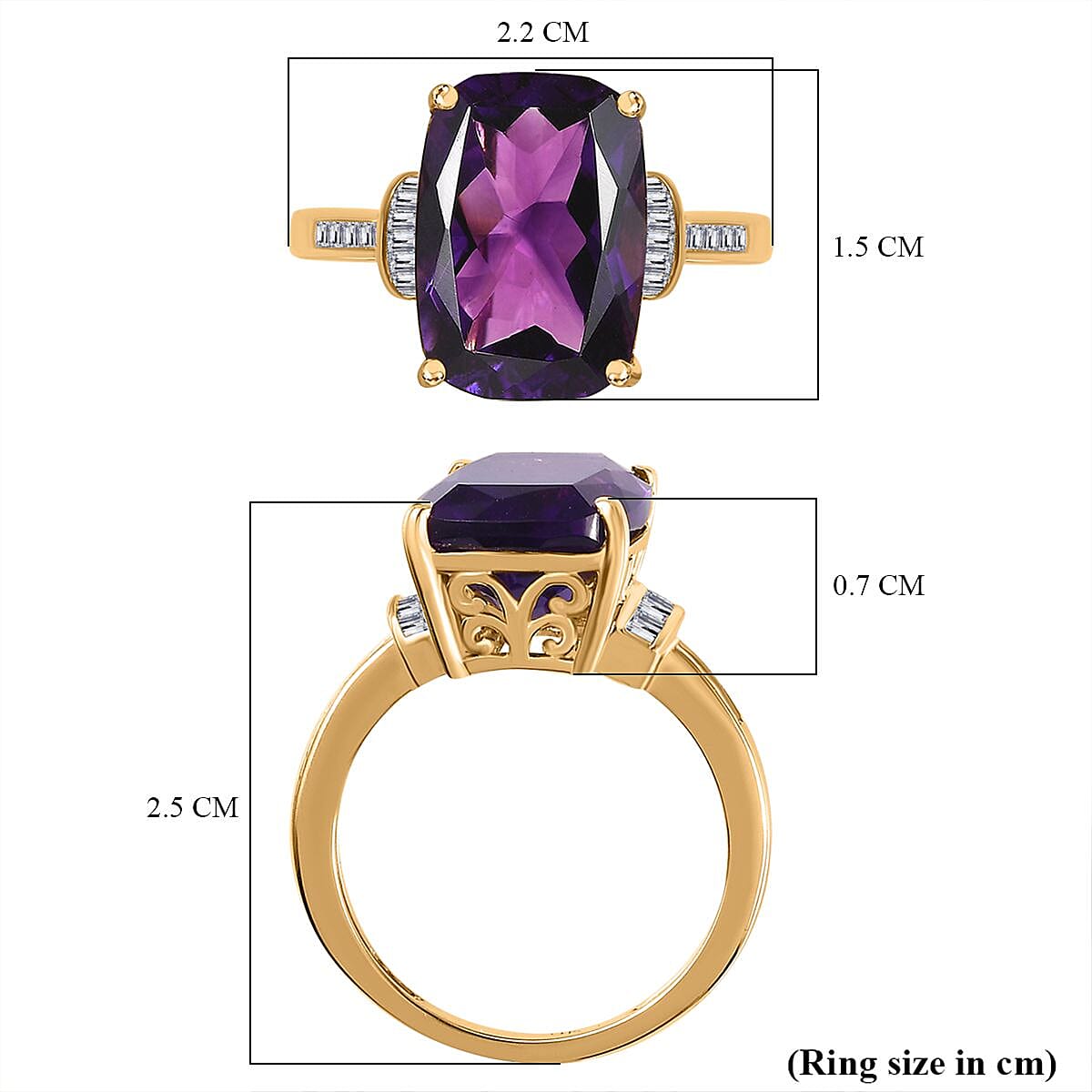 9K Yellow Gold AAA Moroccan Amethyst & Diamond Ring 6.76 Ct 9K Yellow Gold AAA Moroccan Amethyst & Diamond Ring 6.76 Ct