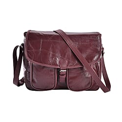 Closeout Deal - Multi-Pocket Genuine Leather Crossbody Bag