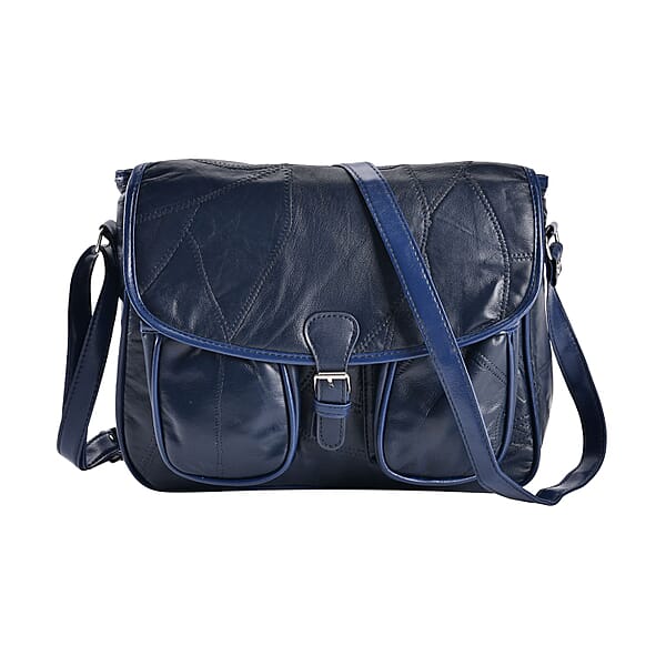 Closeout Deal - Multi-Pocket Genuine Leather Crossbody Bag - 7748920 - TJC