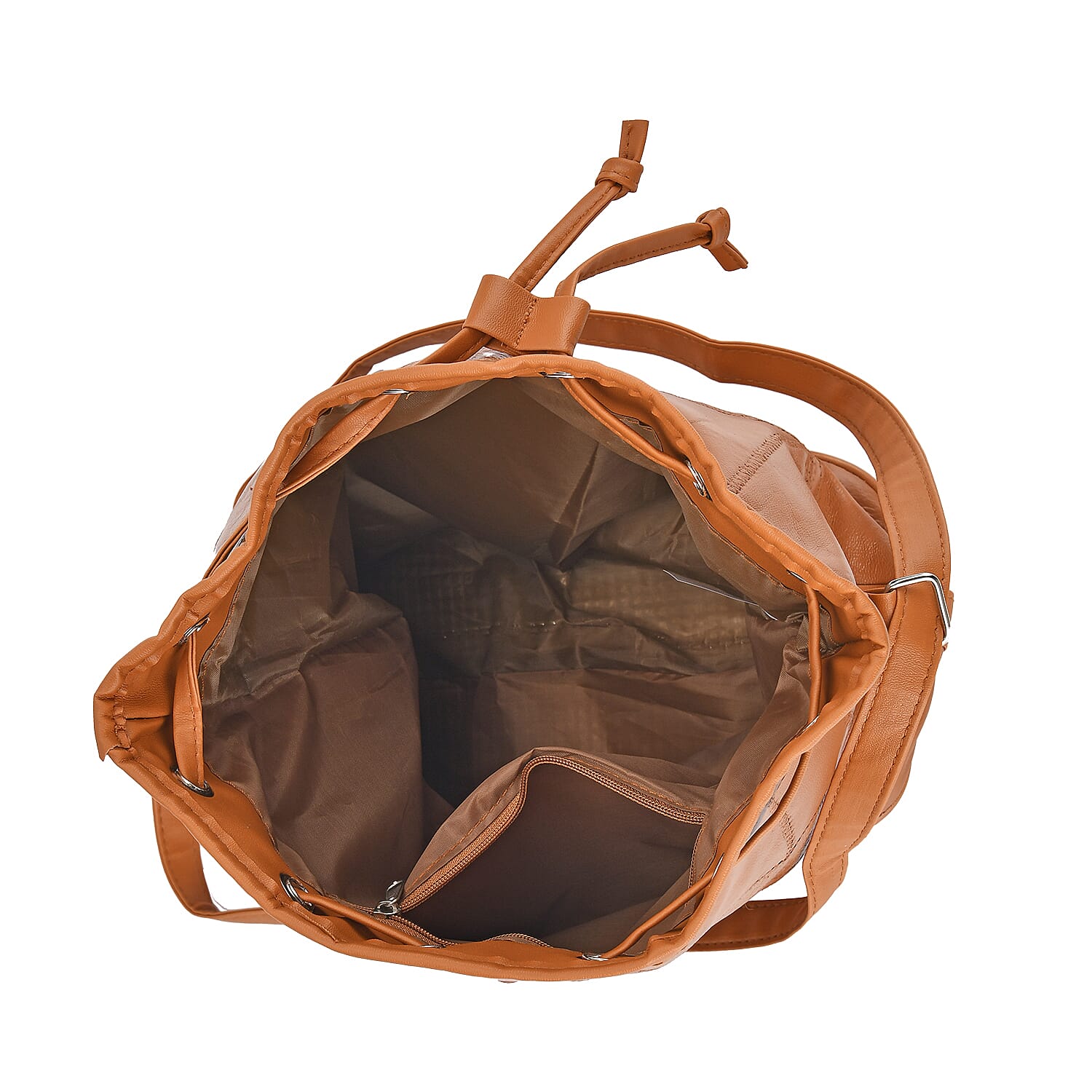 One Time Closeout - 100% Genuine  Leather Bucket Bag (Size 29x23x15 cm)(Size 29x23x15 cm) - Tan