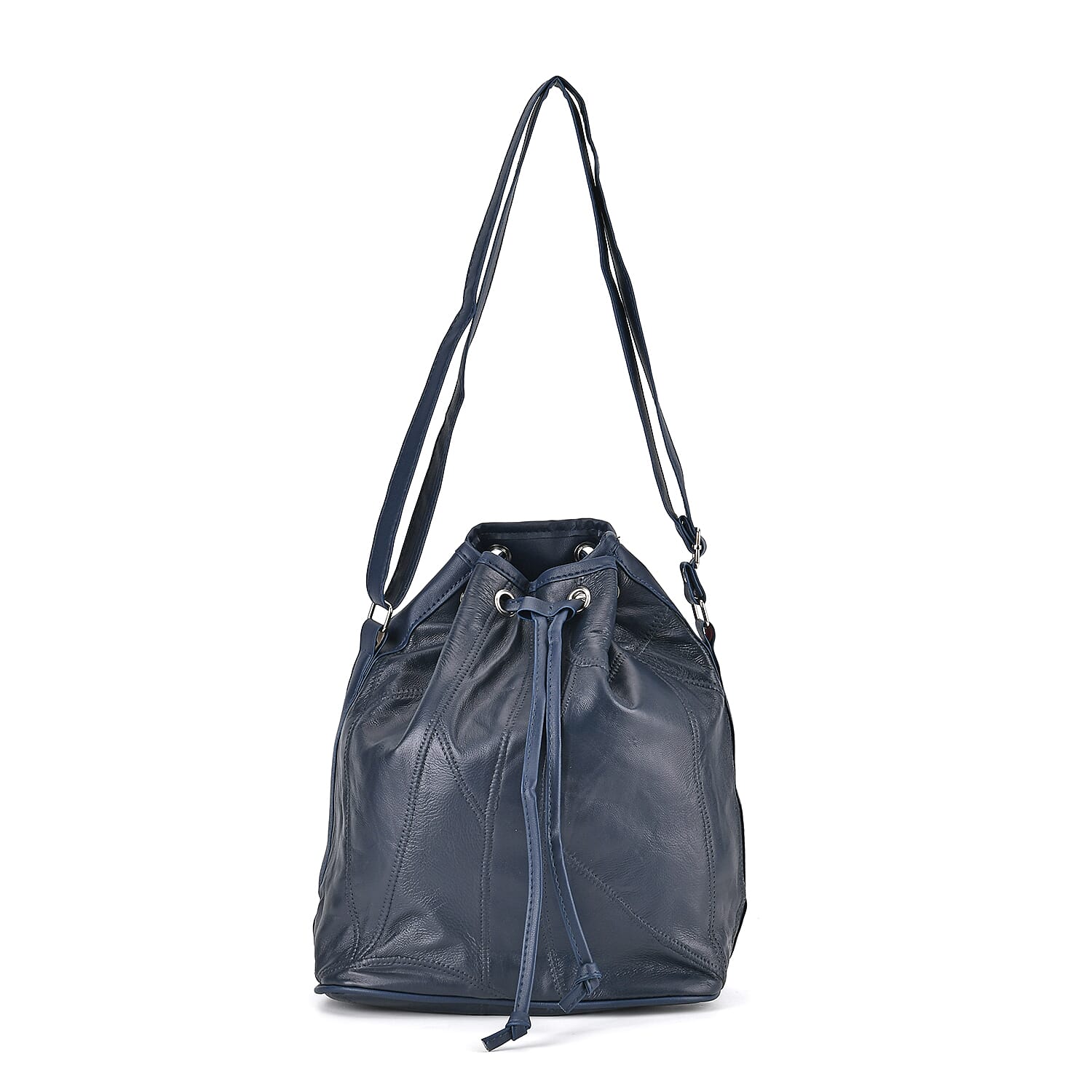 One Time Closeout - 100% Genuine  Leather Bucket Bag (Size 29x23x15 cm) (Size 29x23x15 cm) - Blue