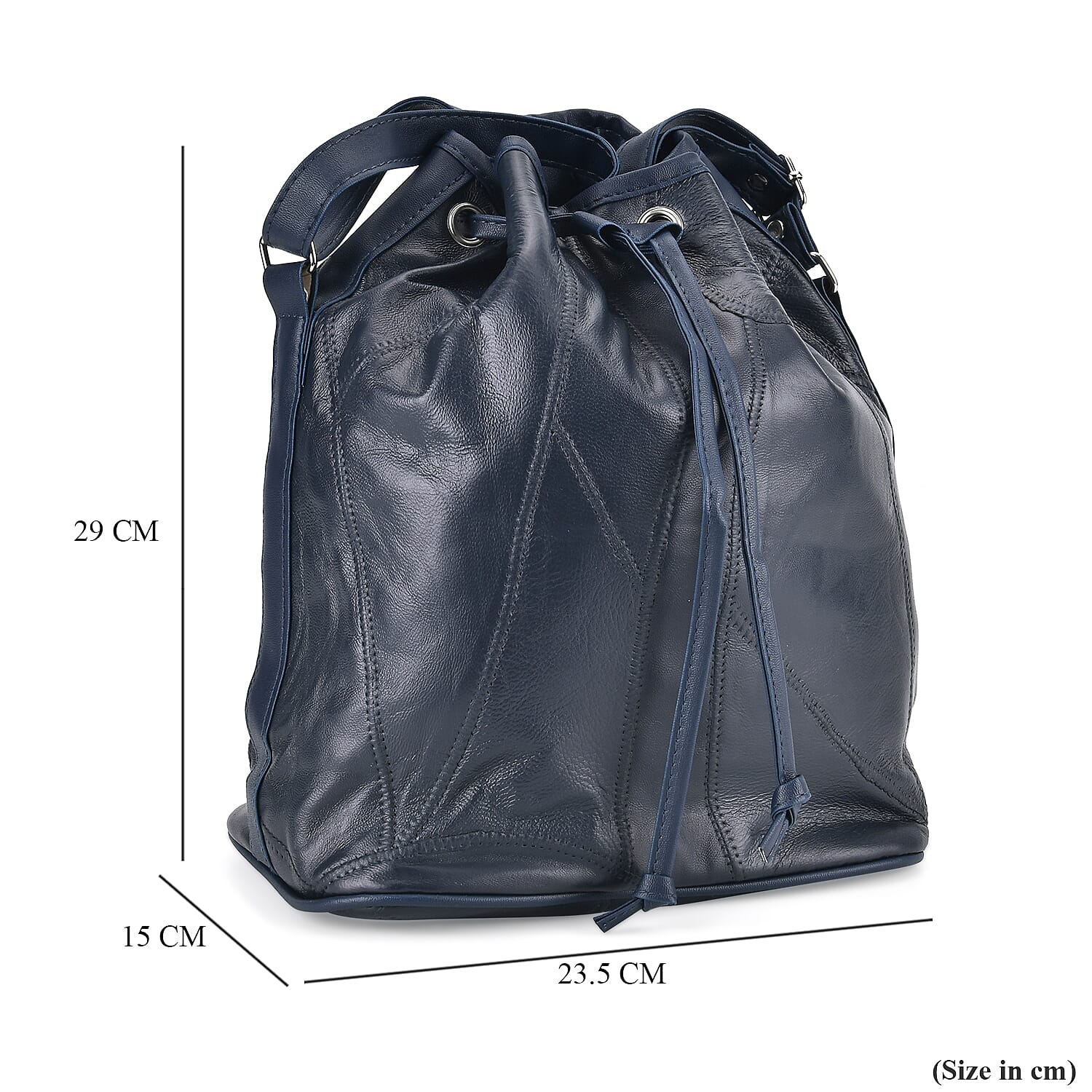 One Time Closeout - 100% Genuine  Leather Bucket Bag (Size 29x23x15 cm) (Size 29x23x15 cm) - Blue