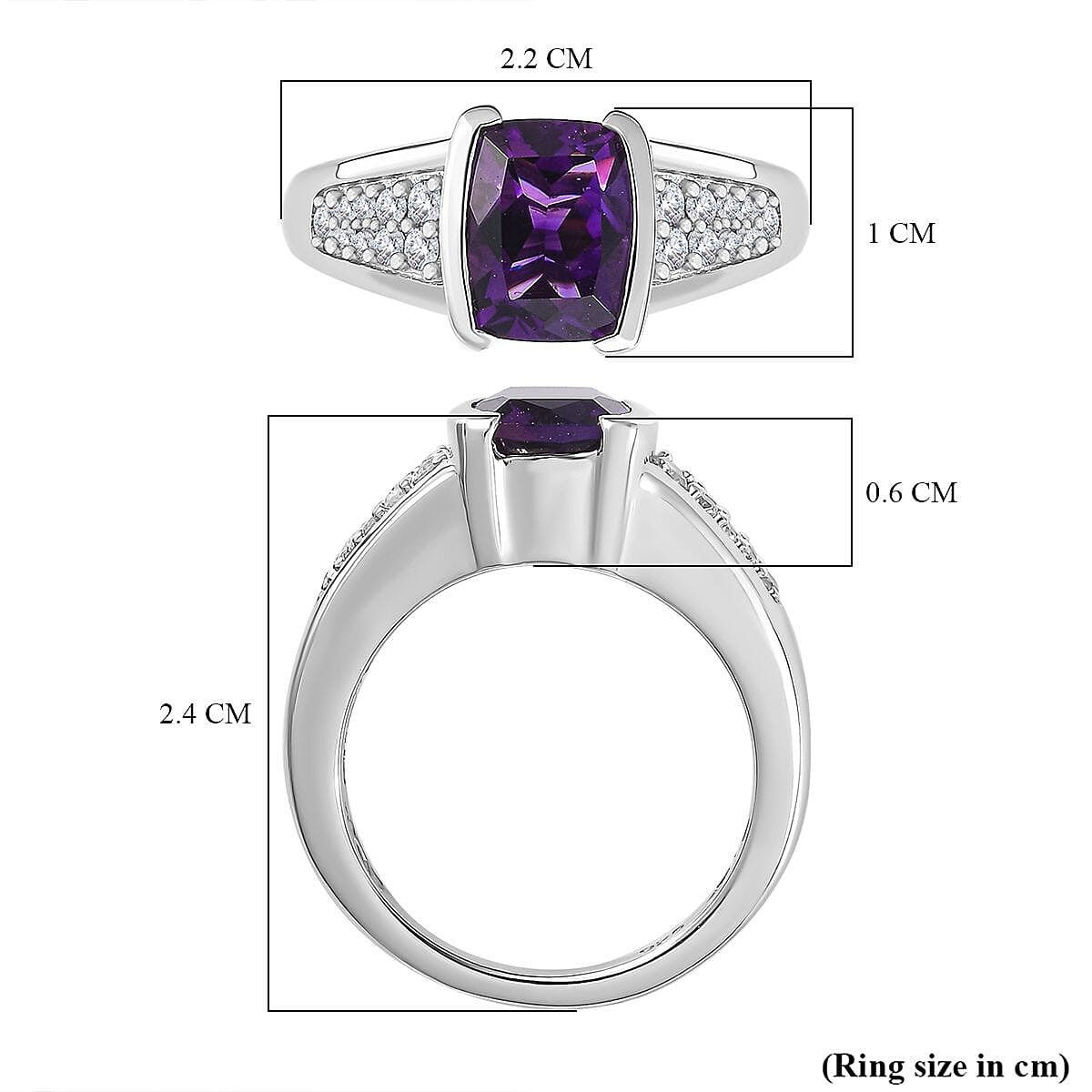 Moroccan Amethyst & Natural Zircon Ring in Platinum Overlay Sterling Silver 2.45 Ct. Moroccan Amethyst & Natural Zircon Ring in Platinum Overlay Sterling Silver 2.45 Ct.