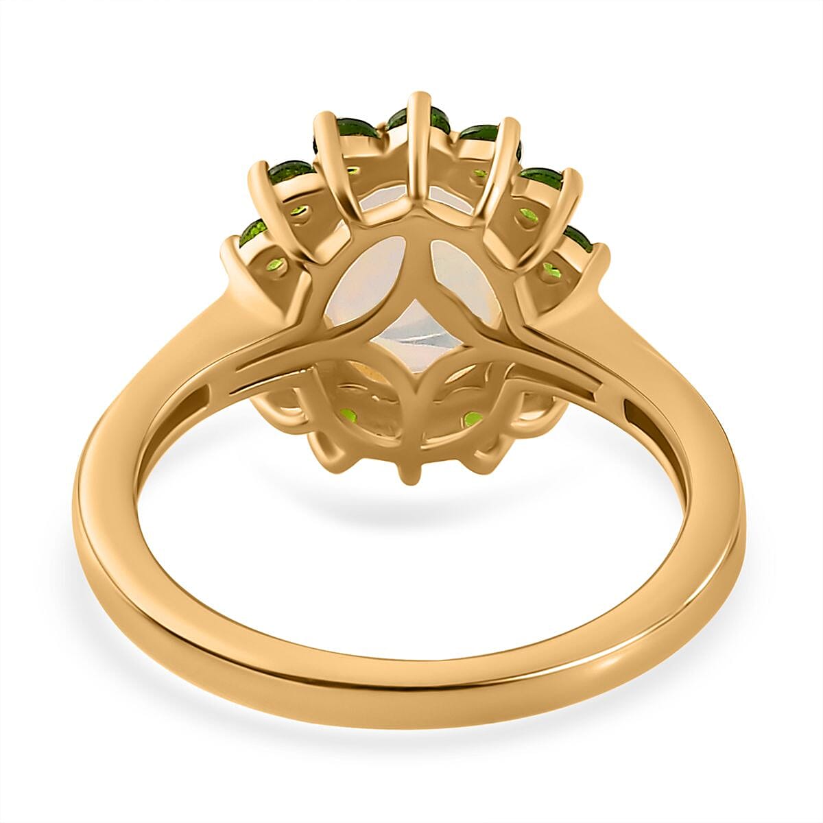 Ethiopian Opal ,  Natural Chrome Diopside  Main Stone With Side Stone Ring in Vermeil YG Sterling Silver 1.71 ct  1.799  Ct.