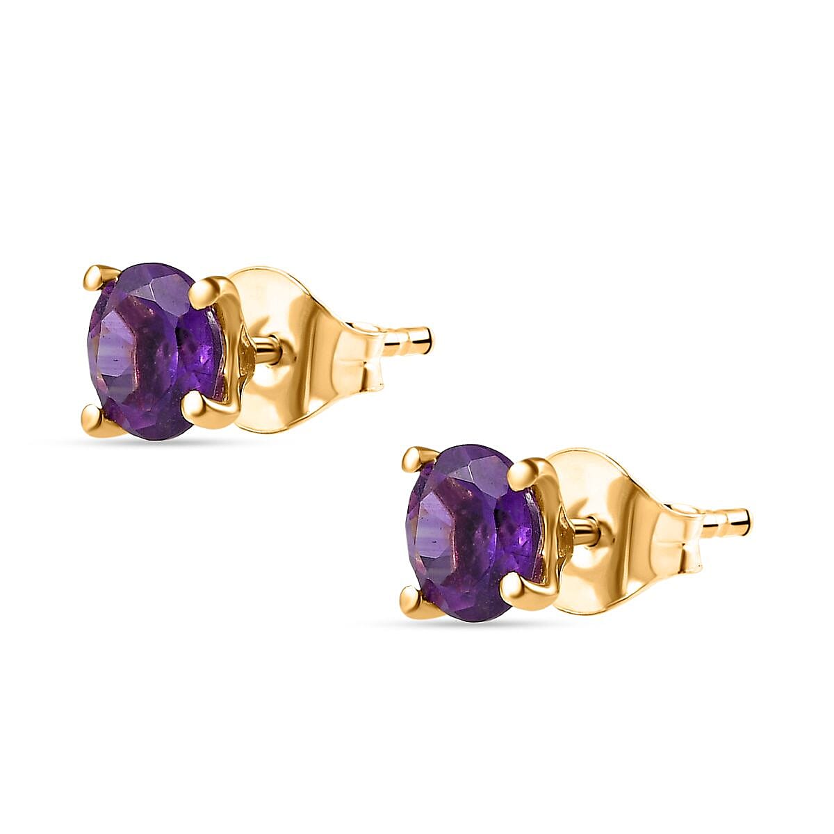 Moroccan Amethyst Solitaire Stud Earrings in 18K Yellow Gold Vermeil Plated Sterling Silver 1.43 Ct.