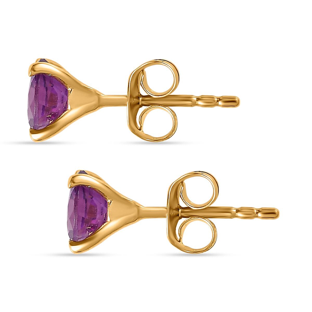 Moroccan Amethyst Solitaire Stud Earrings in 18K Yellow Gold Vermeil Plated Sterling Silver 1.43 Ct.