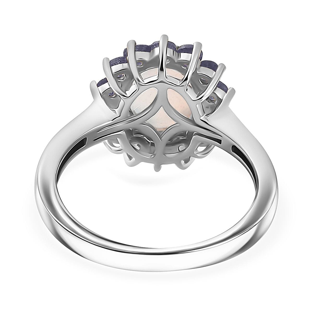 Ethiopian Opal ,  Tanzanite  Main Stone With Side Stone Ring in Platinum Overlay Sterling Silver 1.71 ct  1.805  Ct.