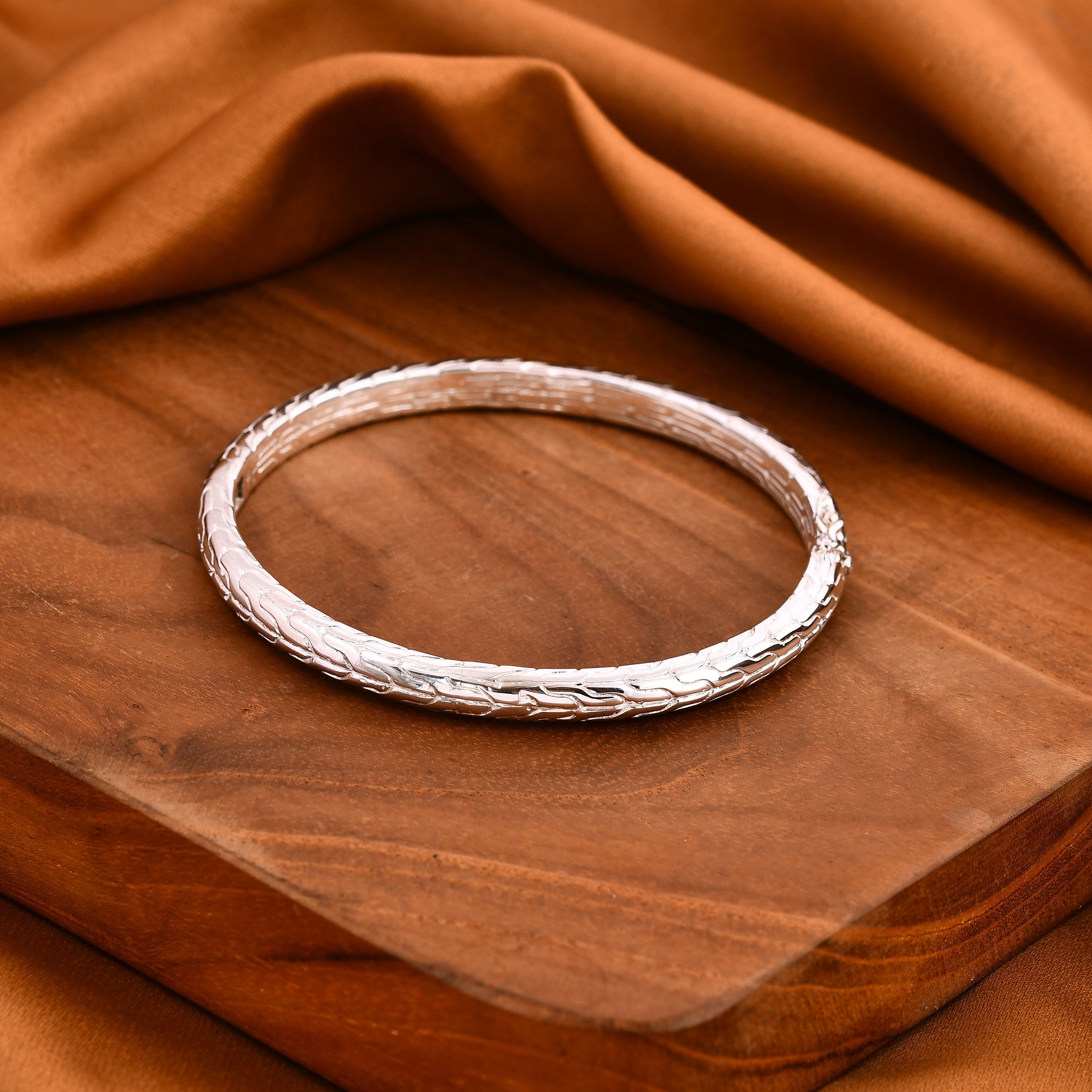 Royal Bali Collection - Sterling Silver Tulang Naga Bangle (Size 7.5) Silver Wt. 24.75 Gms.