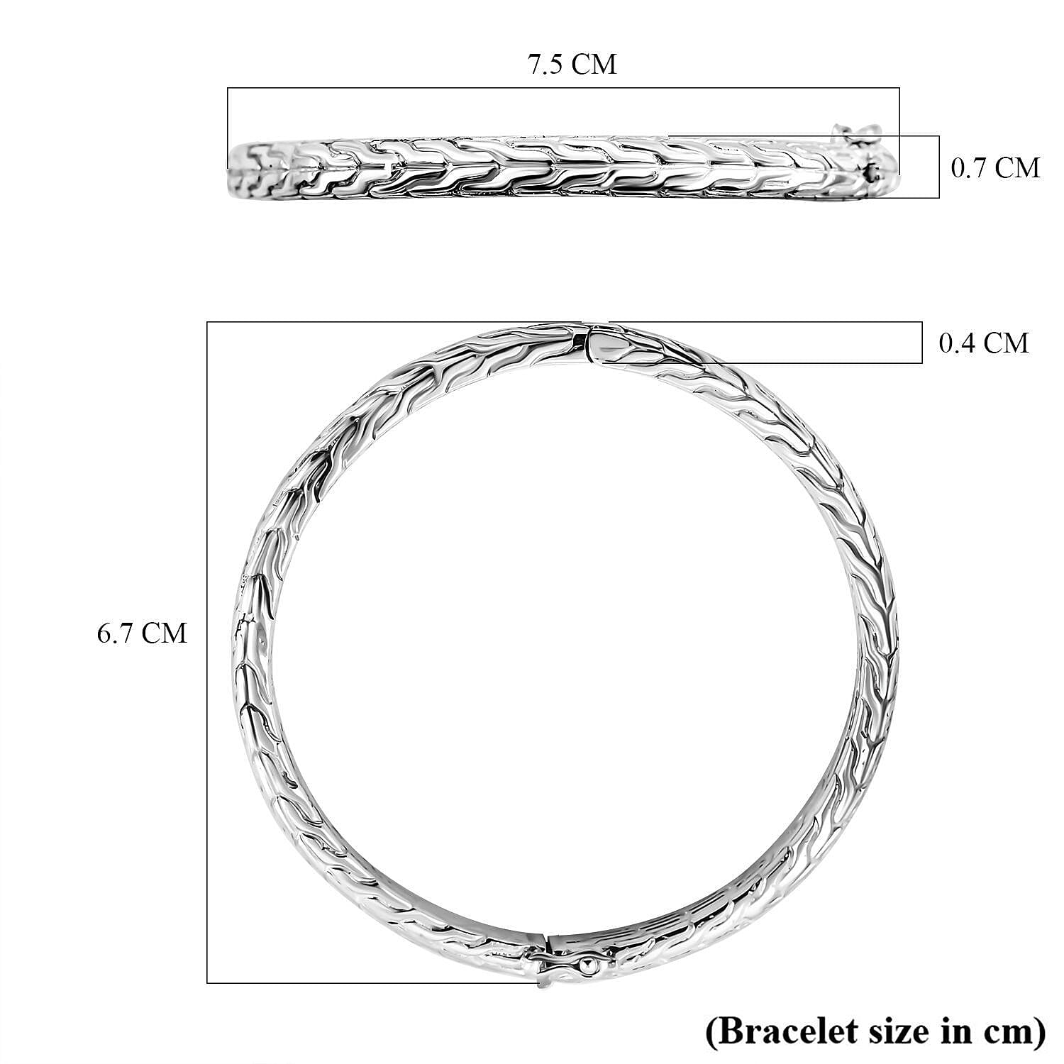 Royal Bali Collection - Sterling Silver Tulang Naga Bangle (Size 7.5) Silver Wt. 24.75 Gms.