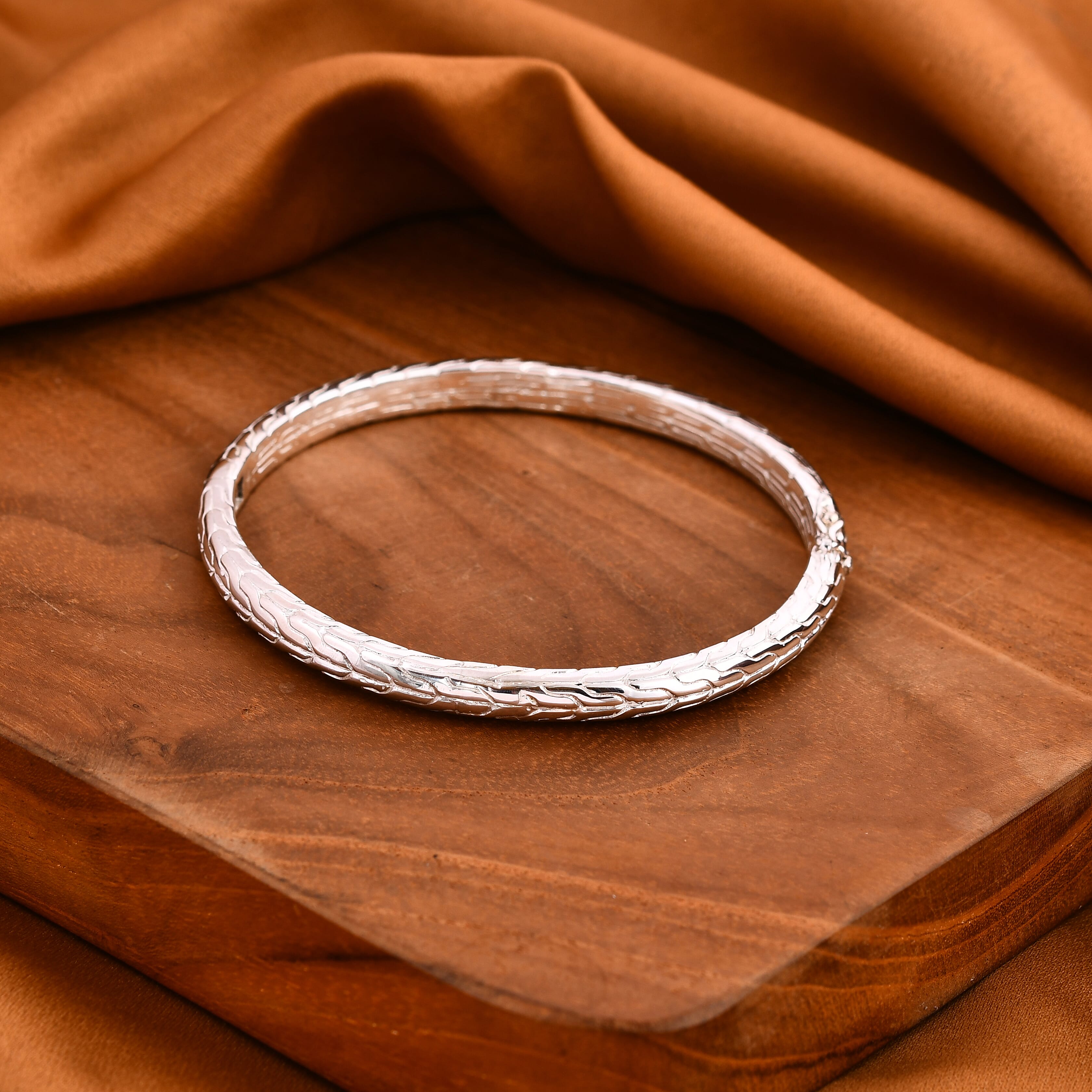 Royal Bali Collection - Sterling Silver Tulang Naga Bangle (Size 7.5) Silver Wt. 24.75 Gms.
