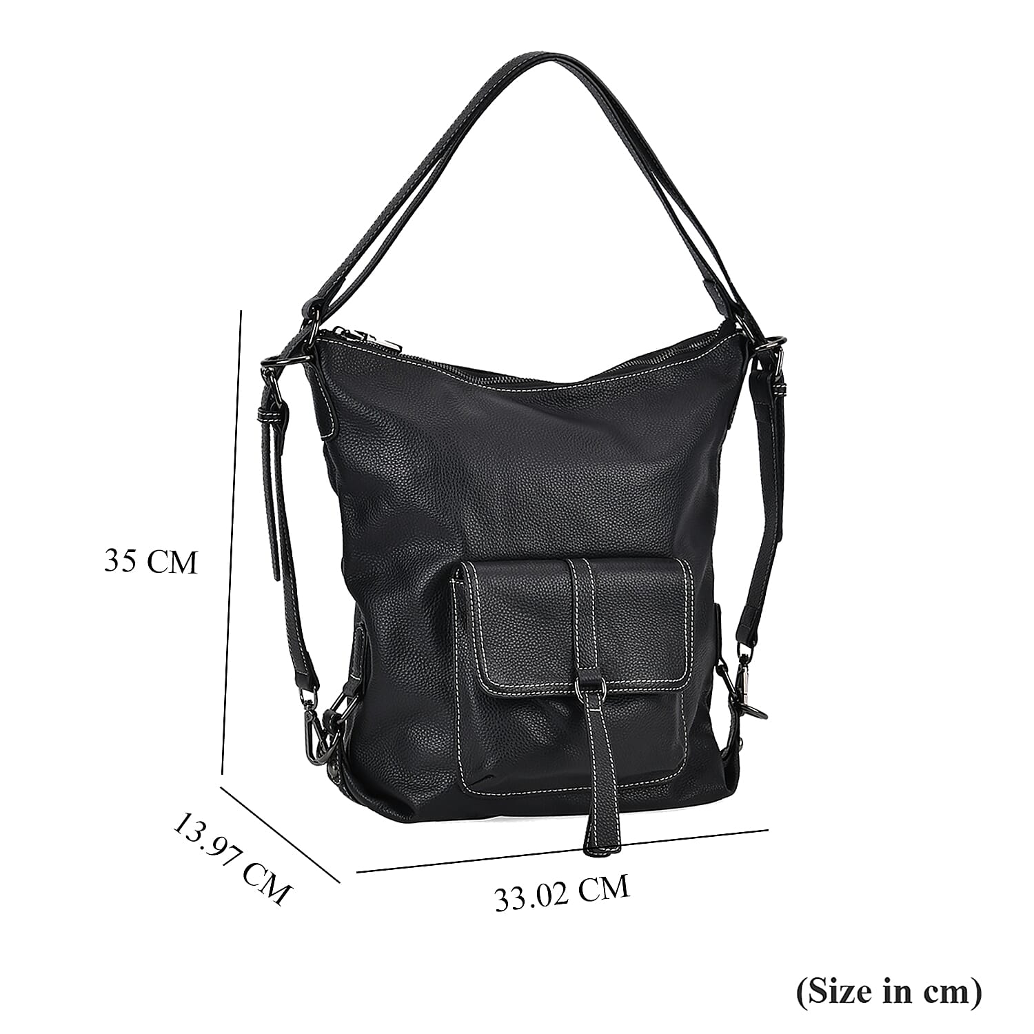 Leather Solid Crossbody Bag - Black