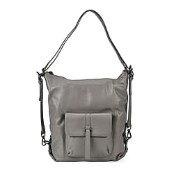 100% Genuine Leather 2-in-1 Crossbody Bag with Adjustable Shoulder Strap - Grey