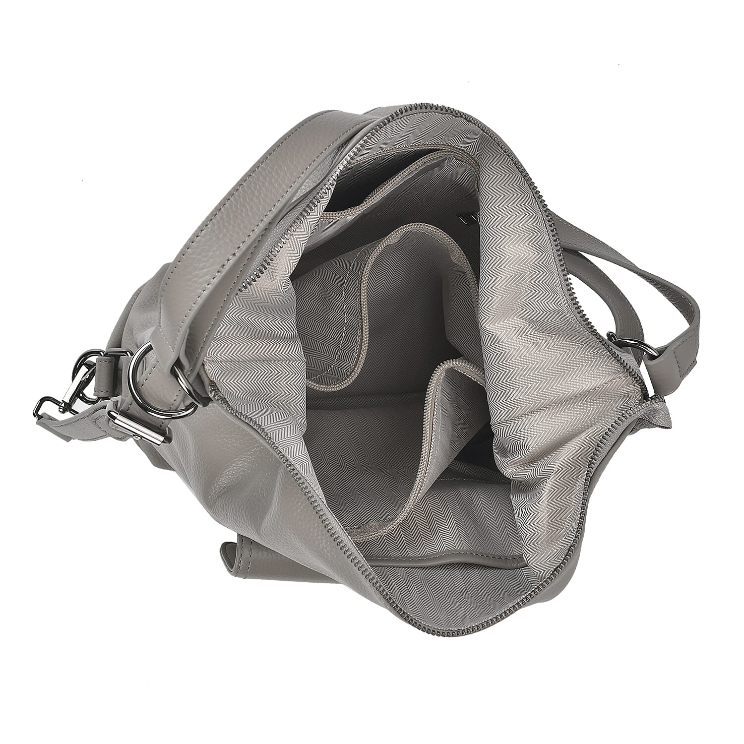 100% Genuine Leather 2-in-1 Crossbody Bag with Adjustable Shoulder Strap - Grey