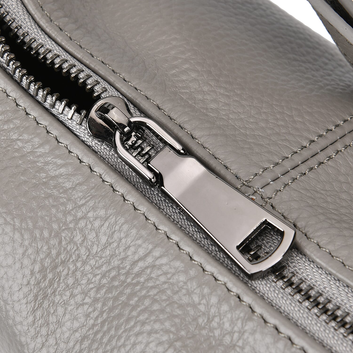 100% Genuine Leather 2-in-1 Crossbody Bag with Adjustable Shoulder Strap - Grey